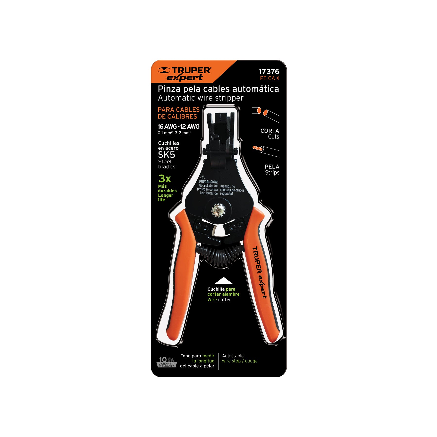 Pinza 6" pela cables automática, 16 a 12 AWG, TRUPER EXPERT