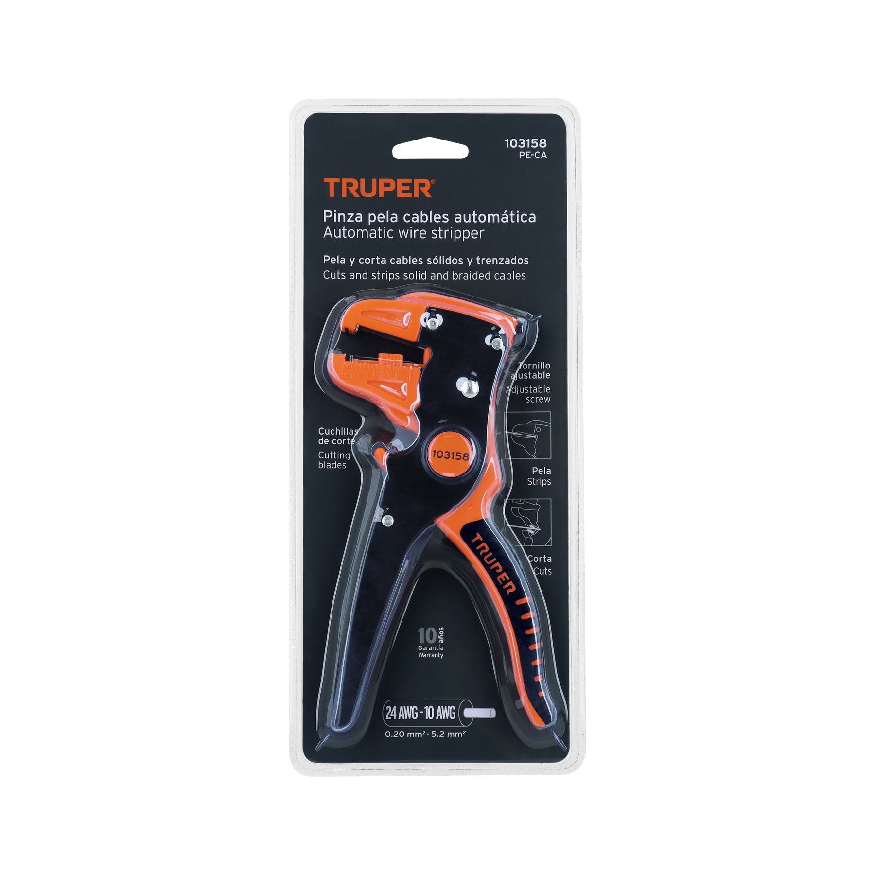 Pinza 7" pela cables automática, 24 a 10 AWG, TRUPER