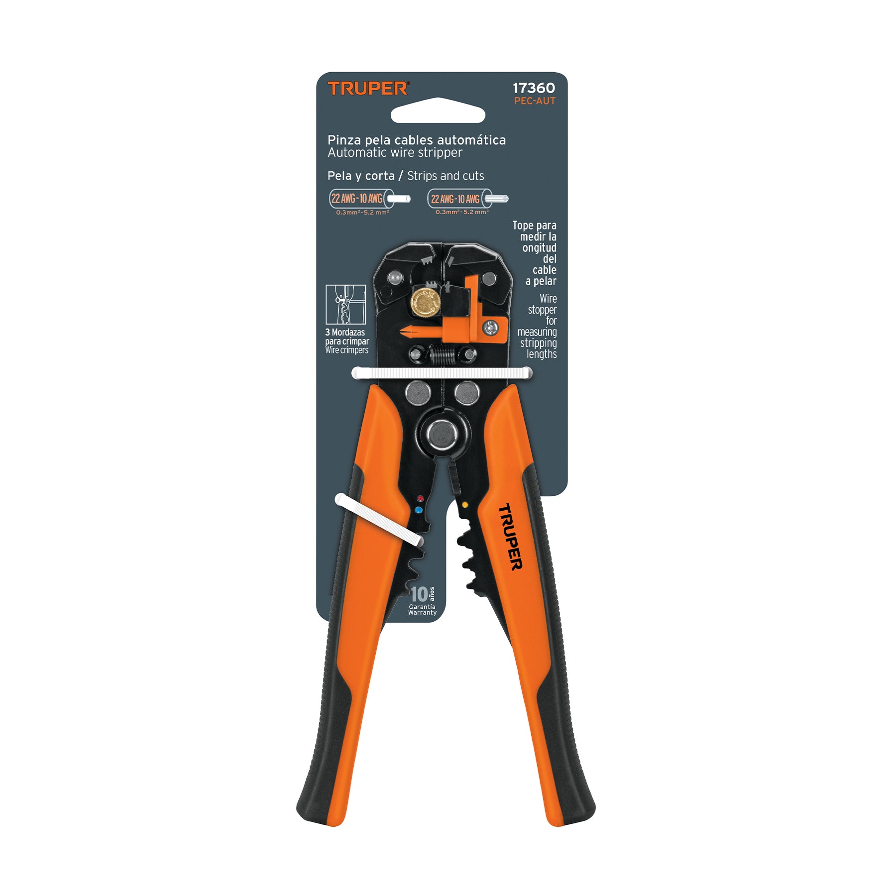 Pinza 8" pela cables automática, 22 a 10 AWG, TRUPER