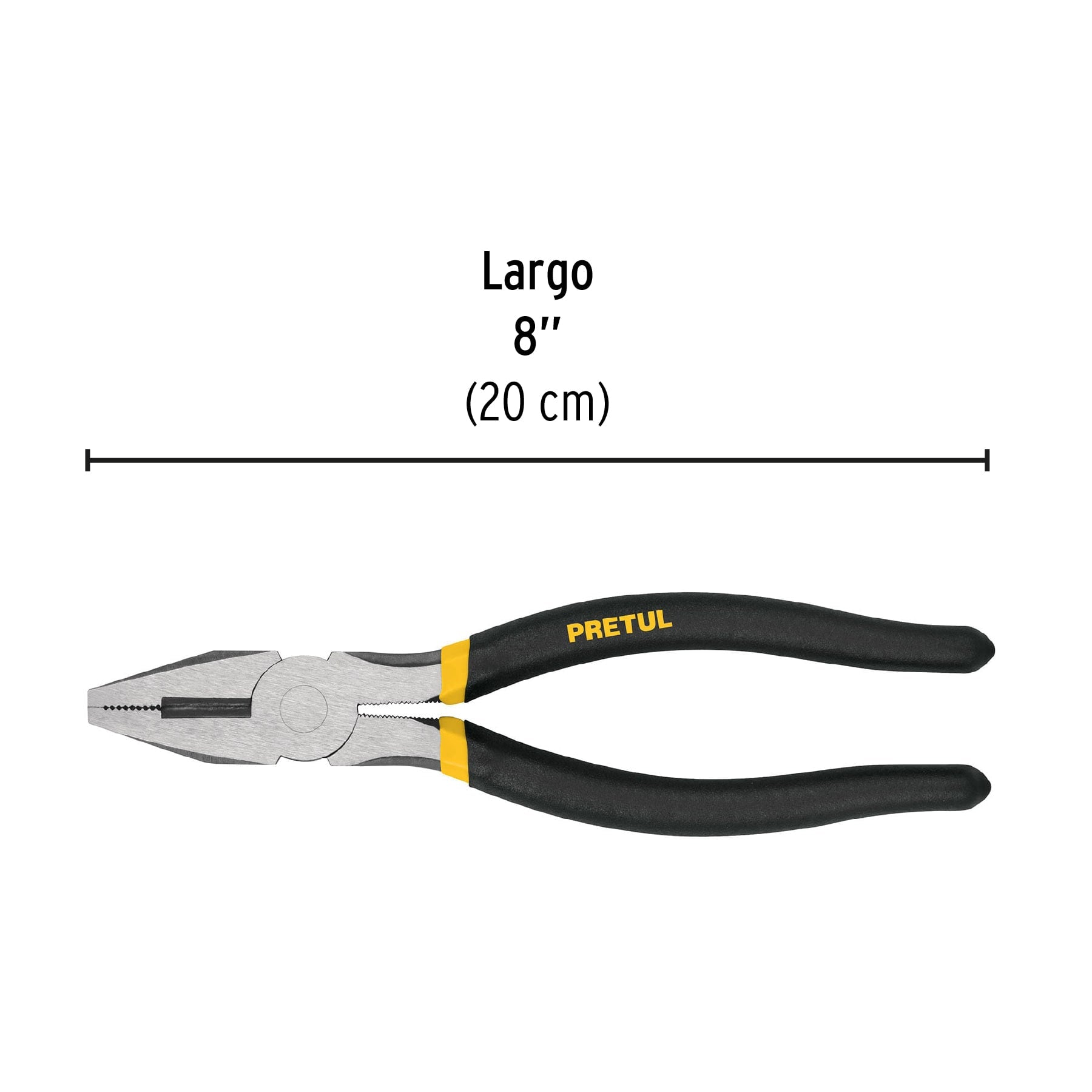 Pinza para electricista 8" mango de vinil, a granel, PRETUL