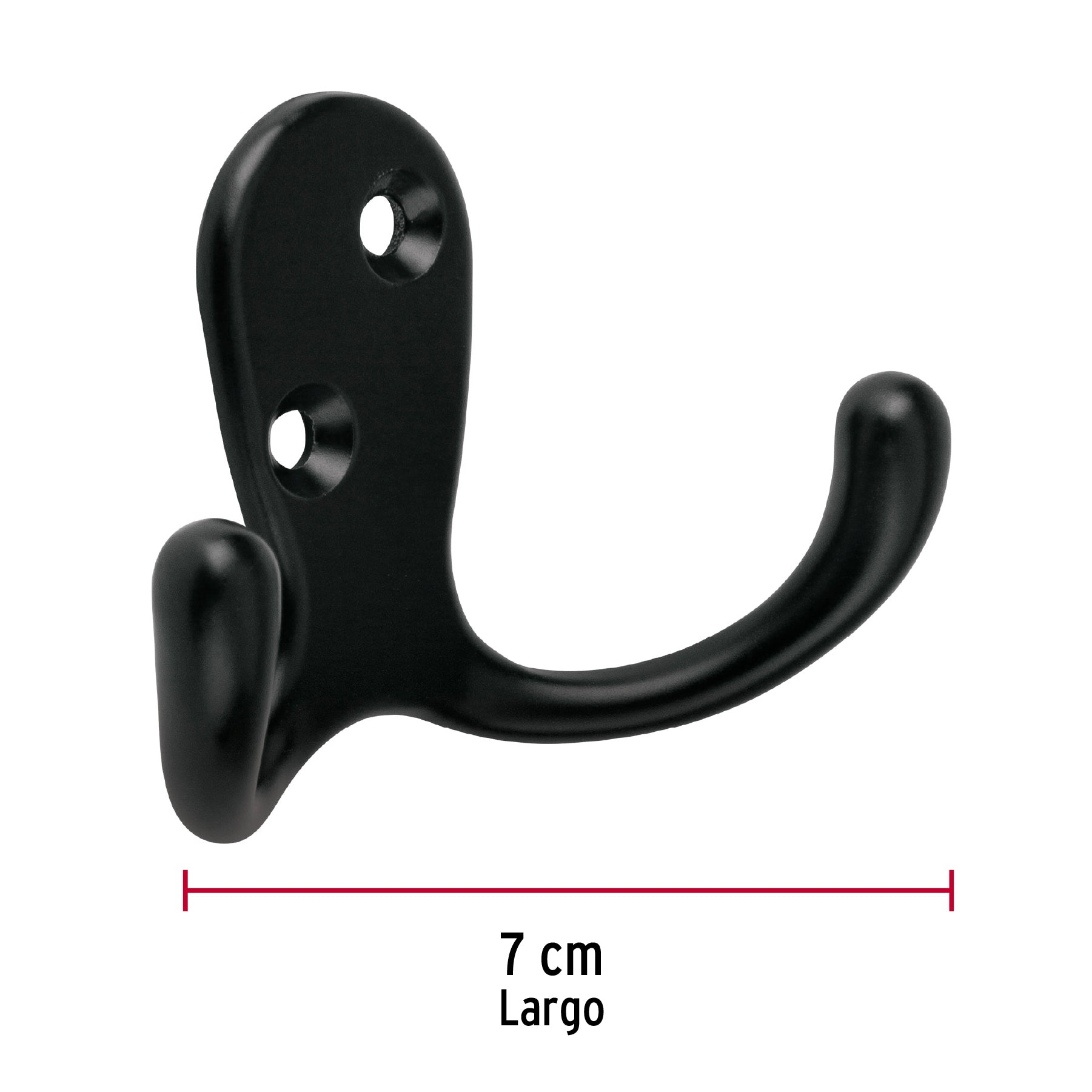 Gancho doble tipo perchero, 7 cm, negro, HERMEX