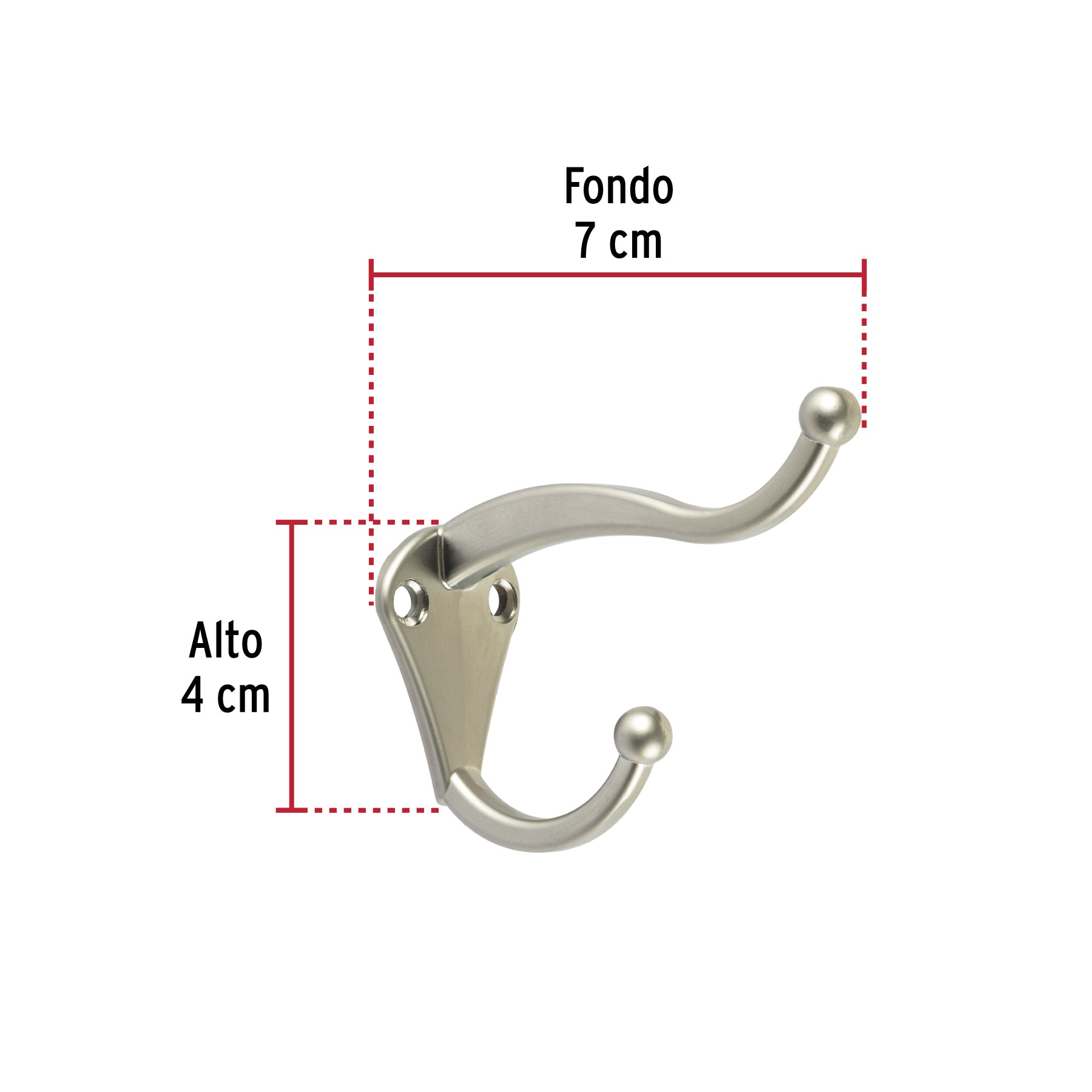 Gancho tipo perchero sombrero y abrigo, 4 cm, cromo, HERMEX