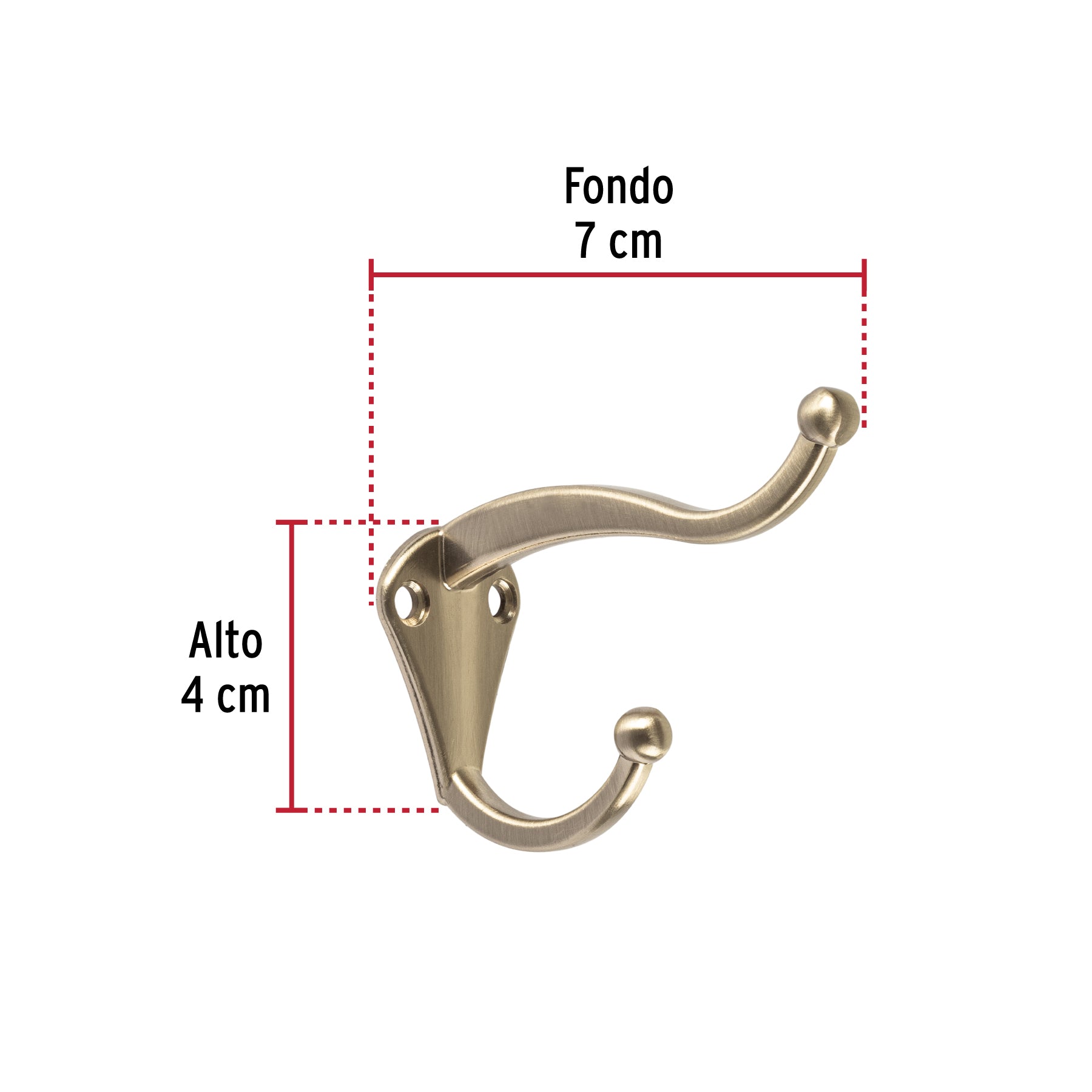 Gancho tipo perchero sombrero y abrigo, 4 cm, níquel, HERMEX