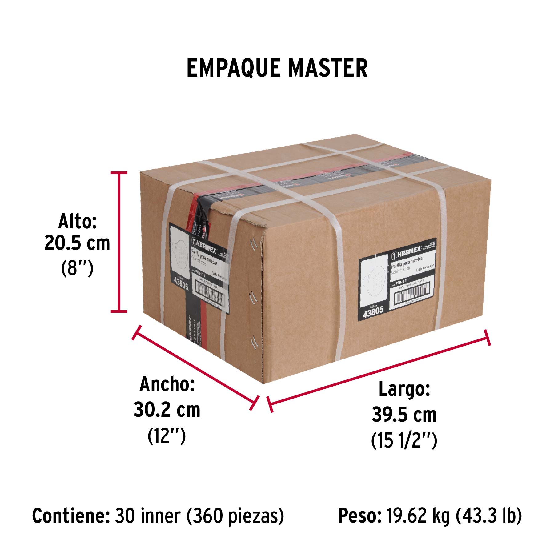 Perilla metálica estilo "Contempo", níquel satinado, HERMEX - Empaque