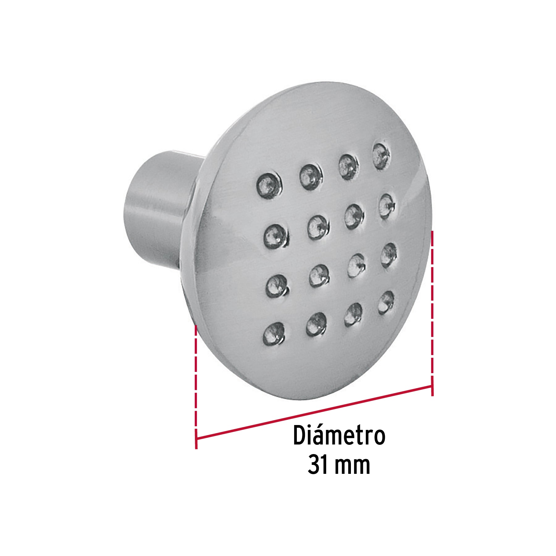 Perilla metálica estilo "Contempo", níquel satinado, HERMEX