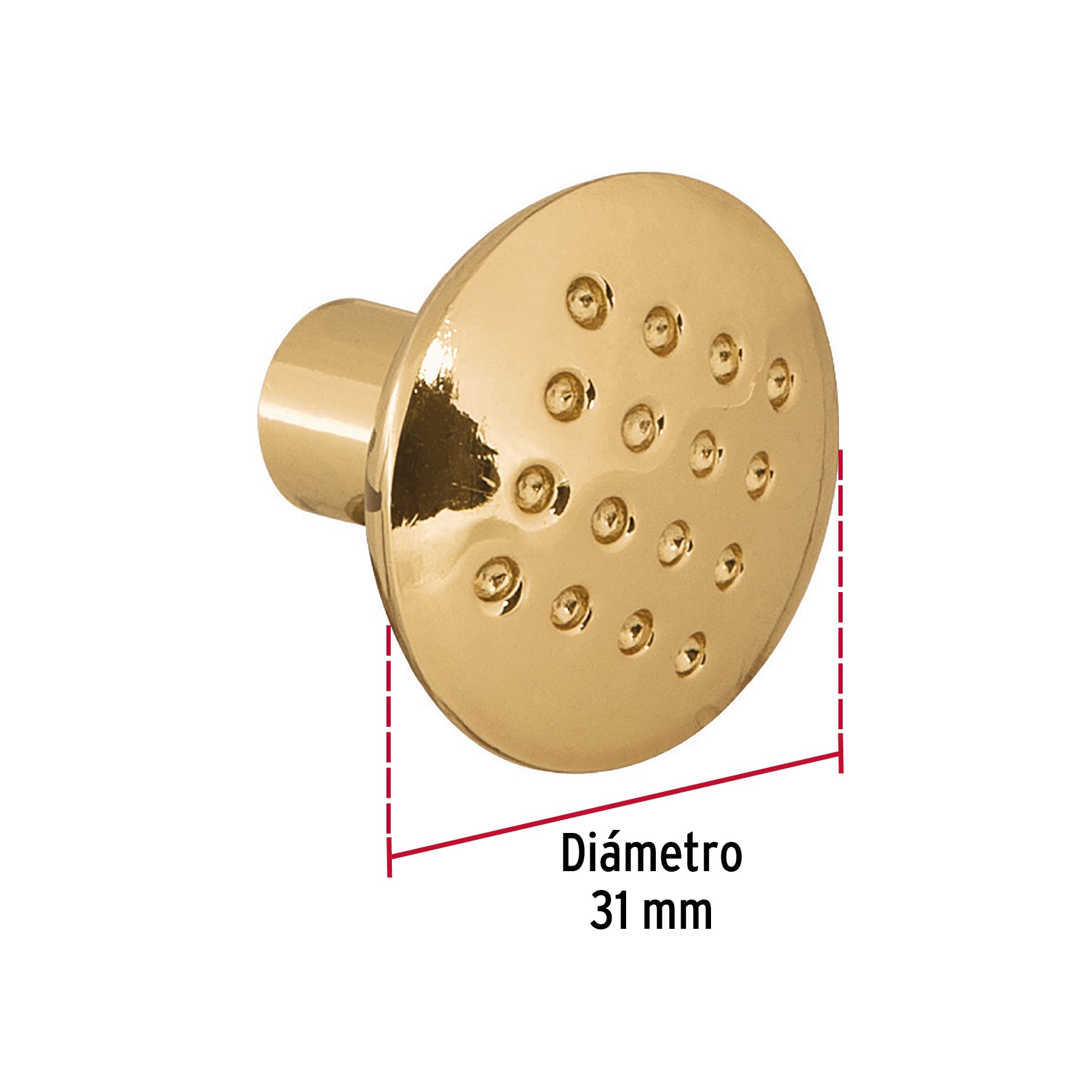 Perilla metálica estilo "Contempo", latón brillante, HERMEX