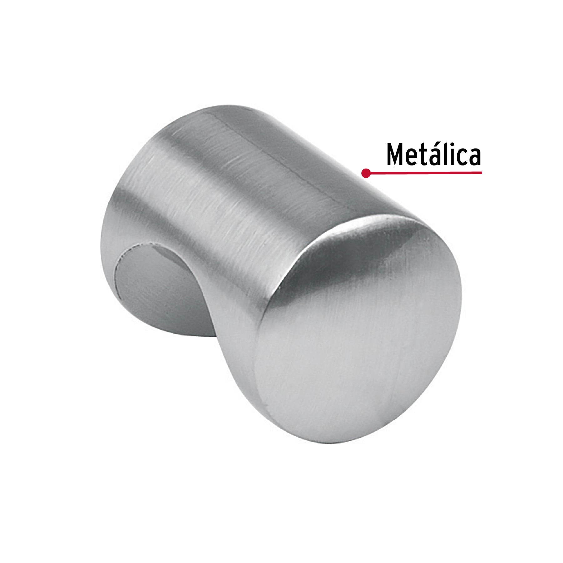 Perilla metálica estilo "Cilindro", níquel satinado, HERMEX