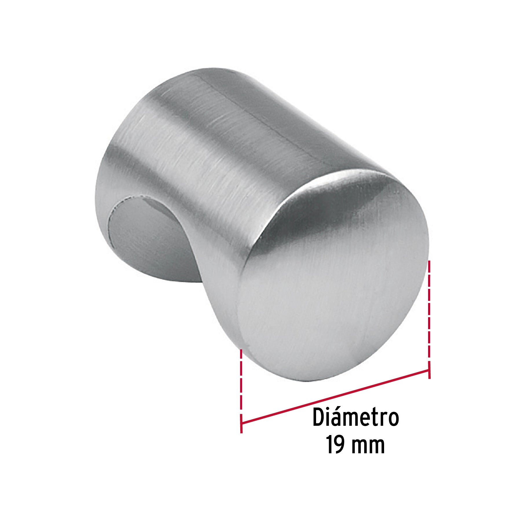 Perilla metálica estilo "Cilindro", níquel satinado, HERMEX