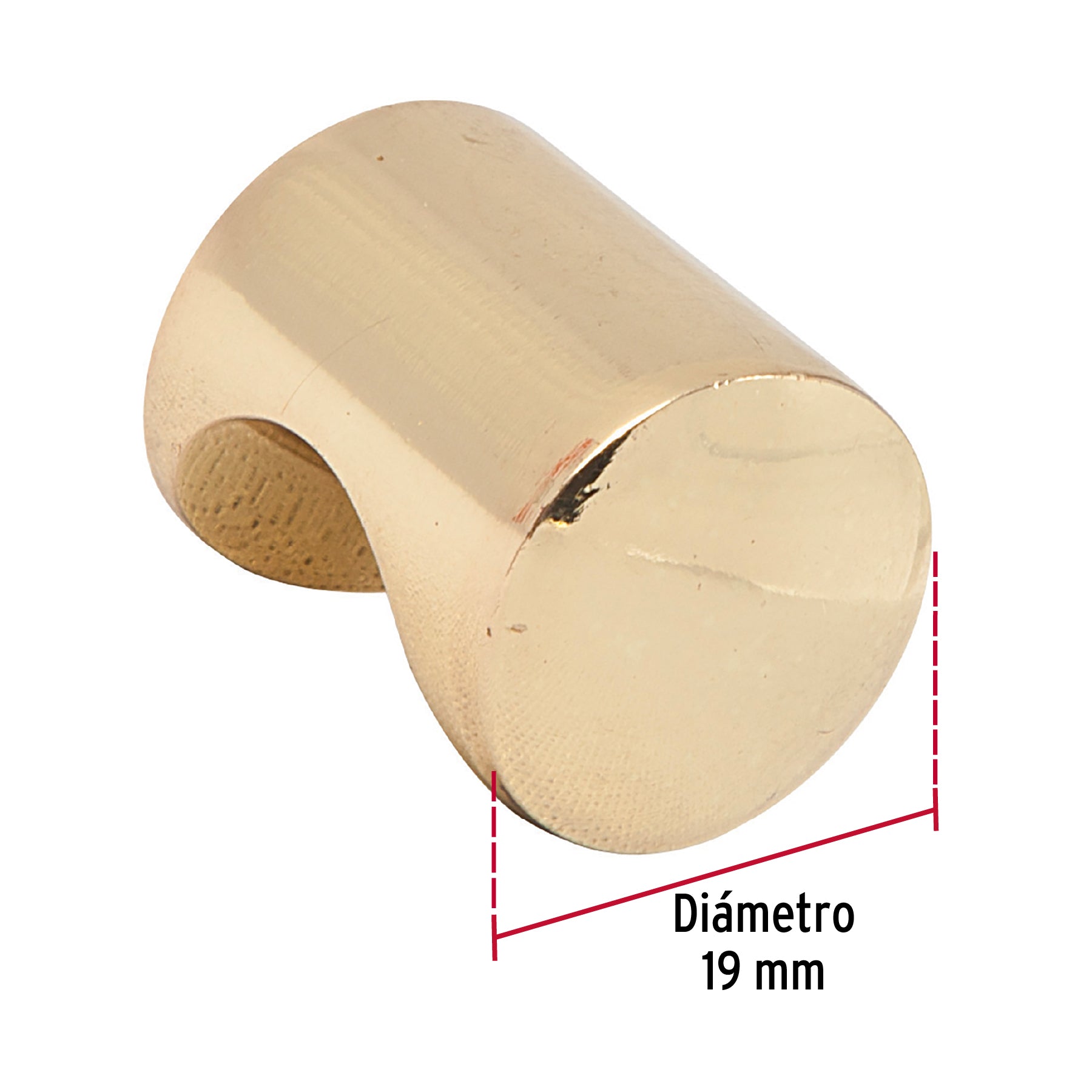 Perilla metálica estilo "Cilindro", latón brillante, HERMEX
