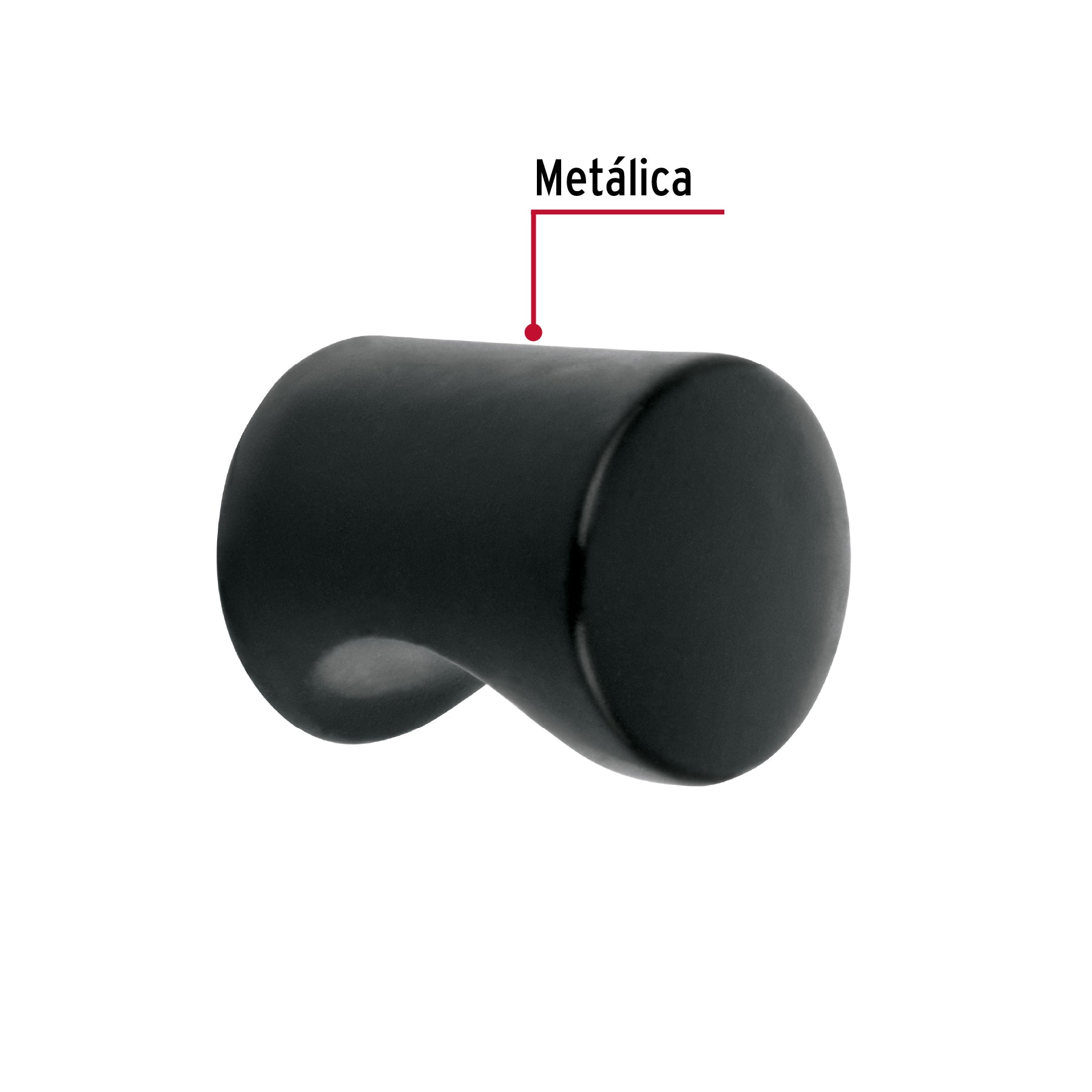 Perilla estilo "Cilindro" acabado negro, HERMEX