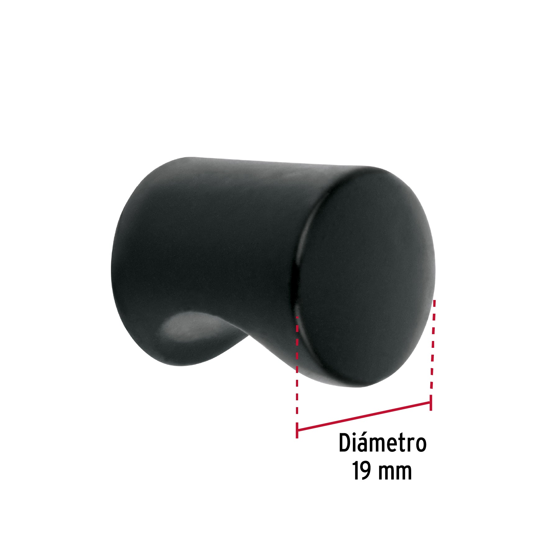 Perilla estilo "Cilindro" acabado negro, HERMEX