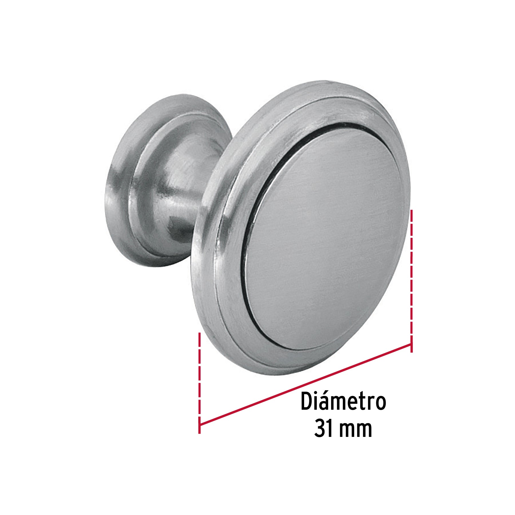 Perilla metálica estilo "Moderno", níquel satinado, HERMEX