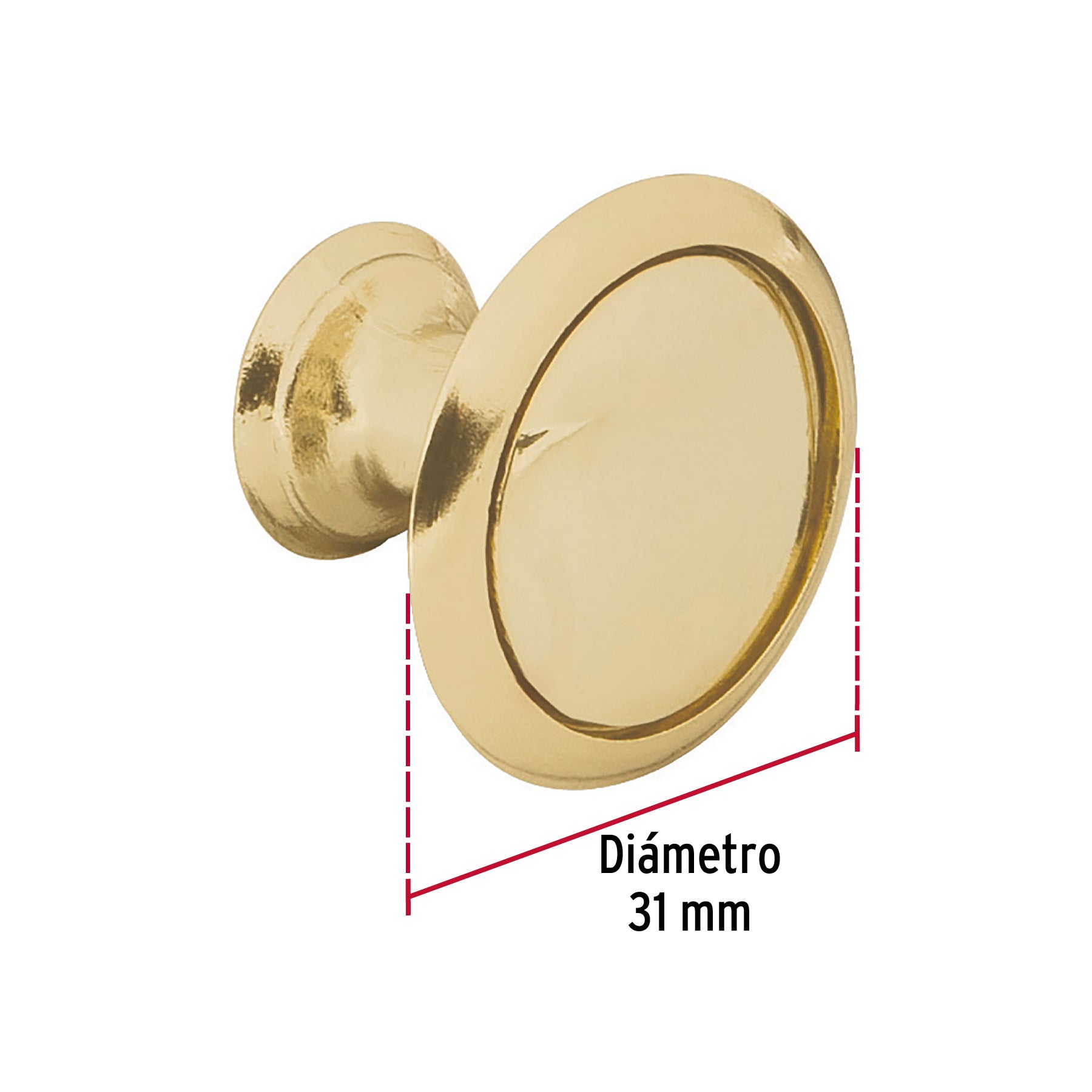 Perilla metálica estilo "Moderno", latón brillante, HERMEX