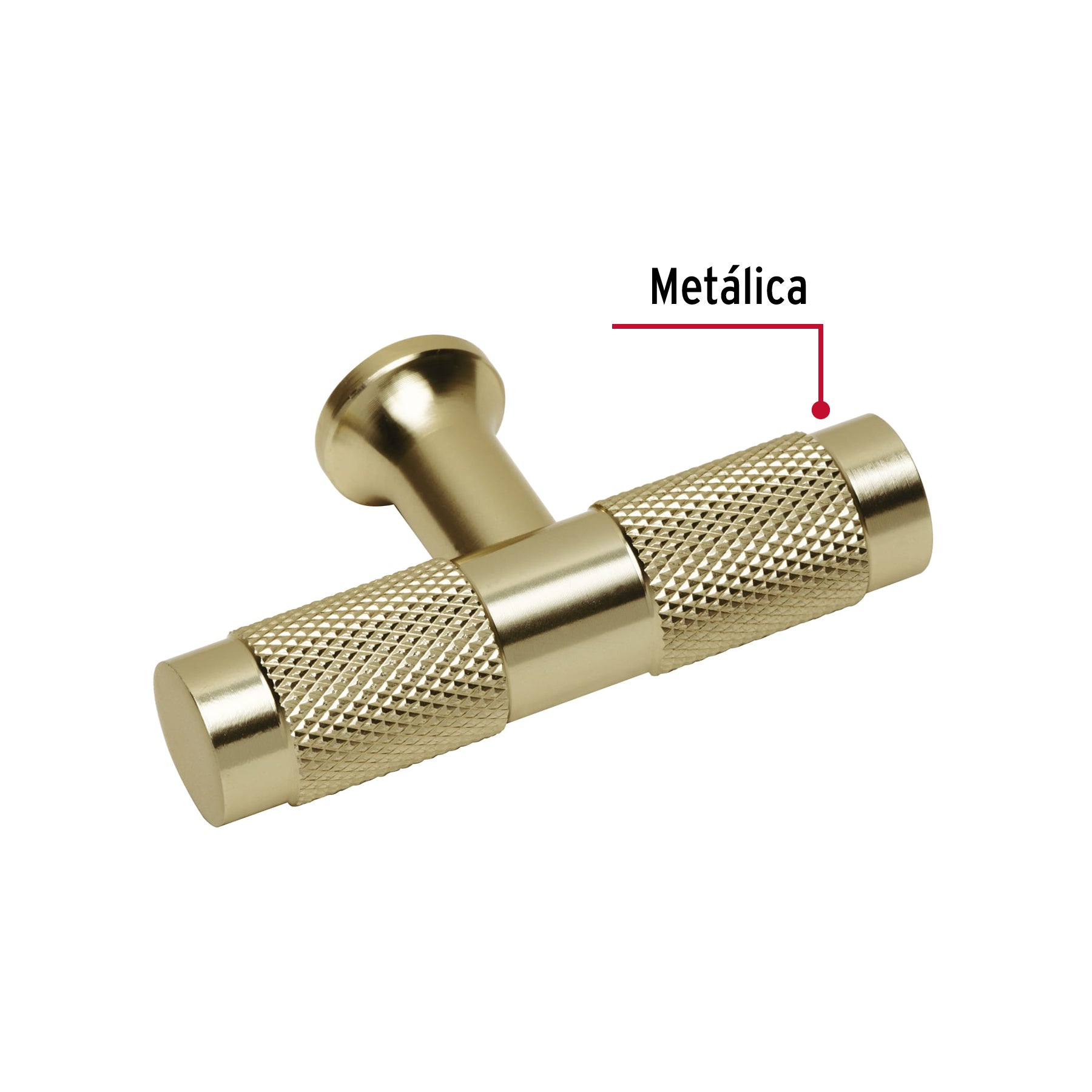 Perilla metálica estilo " Segovia", latón brillante, HERMEX