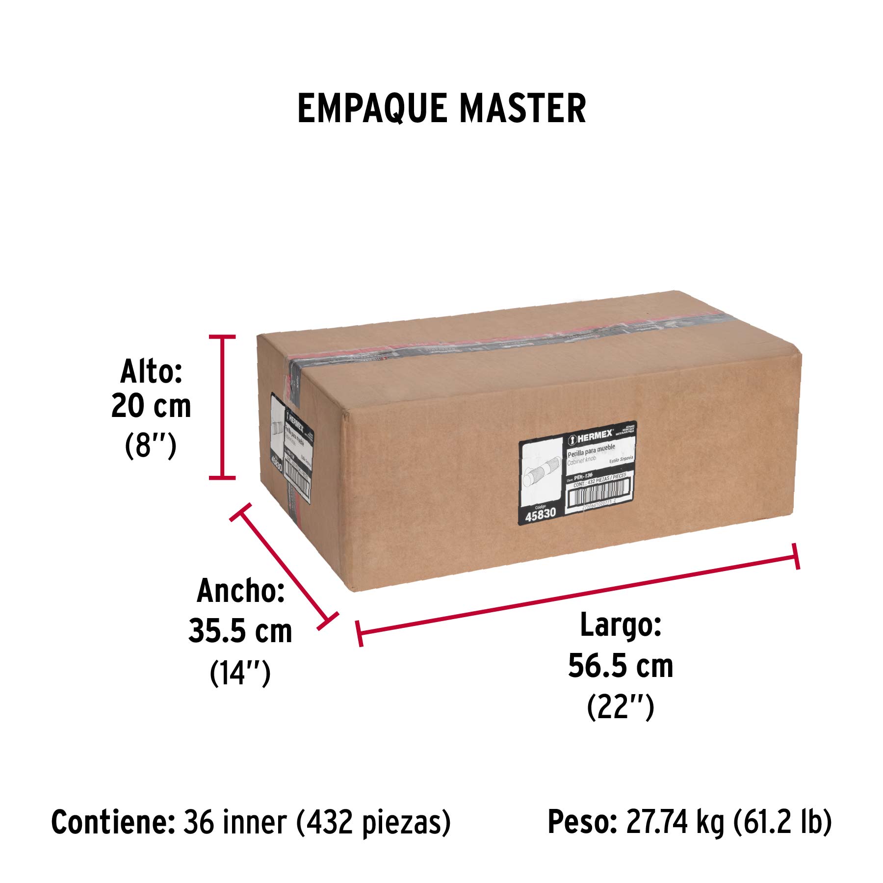 Perilla metálica estilo "Segovia", negro, HERMEX - Empaque