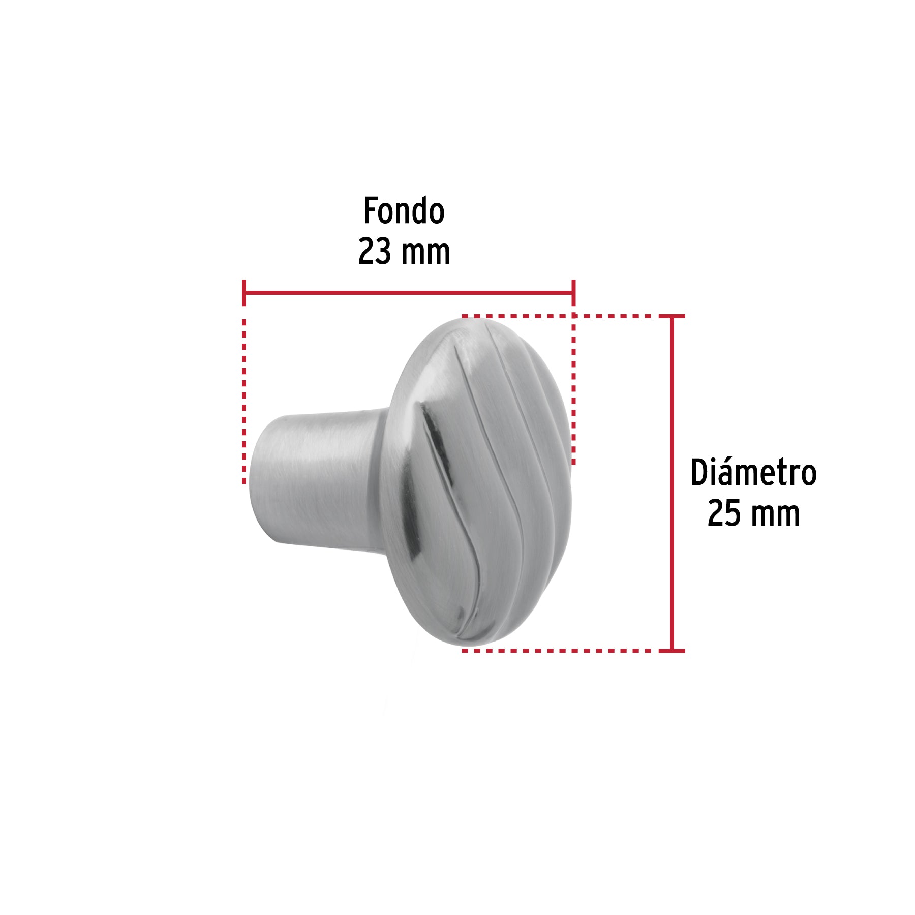 Perilla metálica estilo "Toledo", níquel satinado, HERMEX