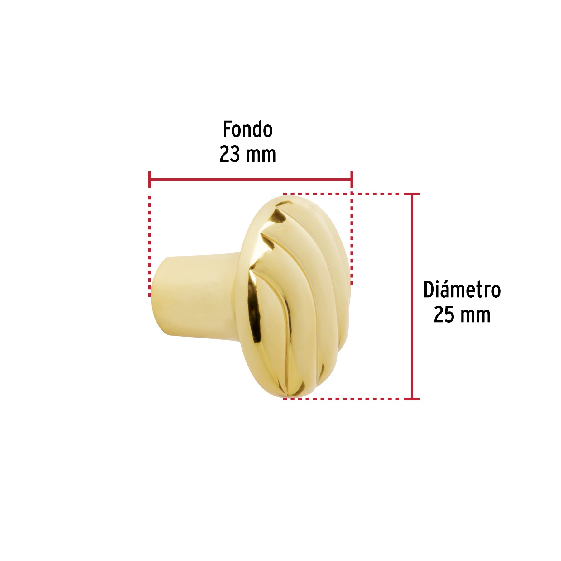 Perilla metálica estilo "Toledo", latón brillante, HERMEX
