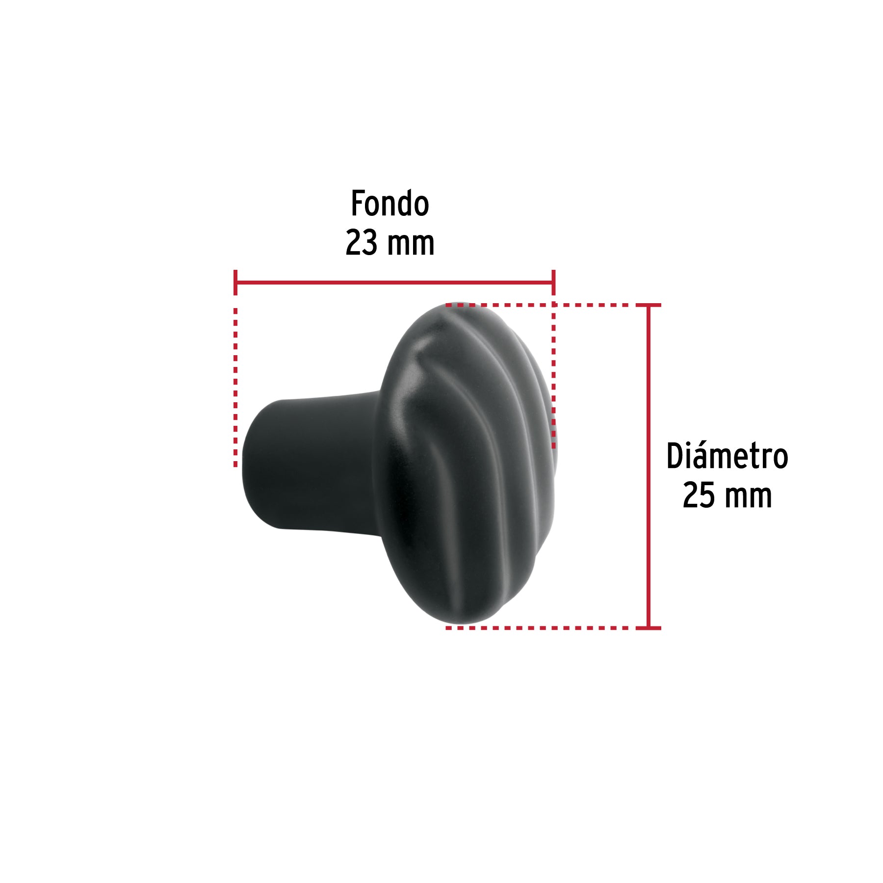 Perilla metálica estilo "Toledo", acabado negro, HERMEX