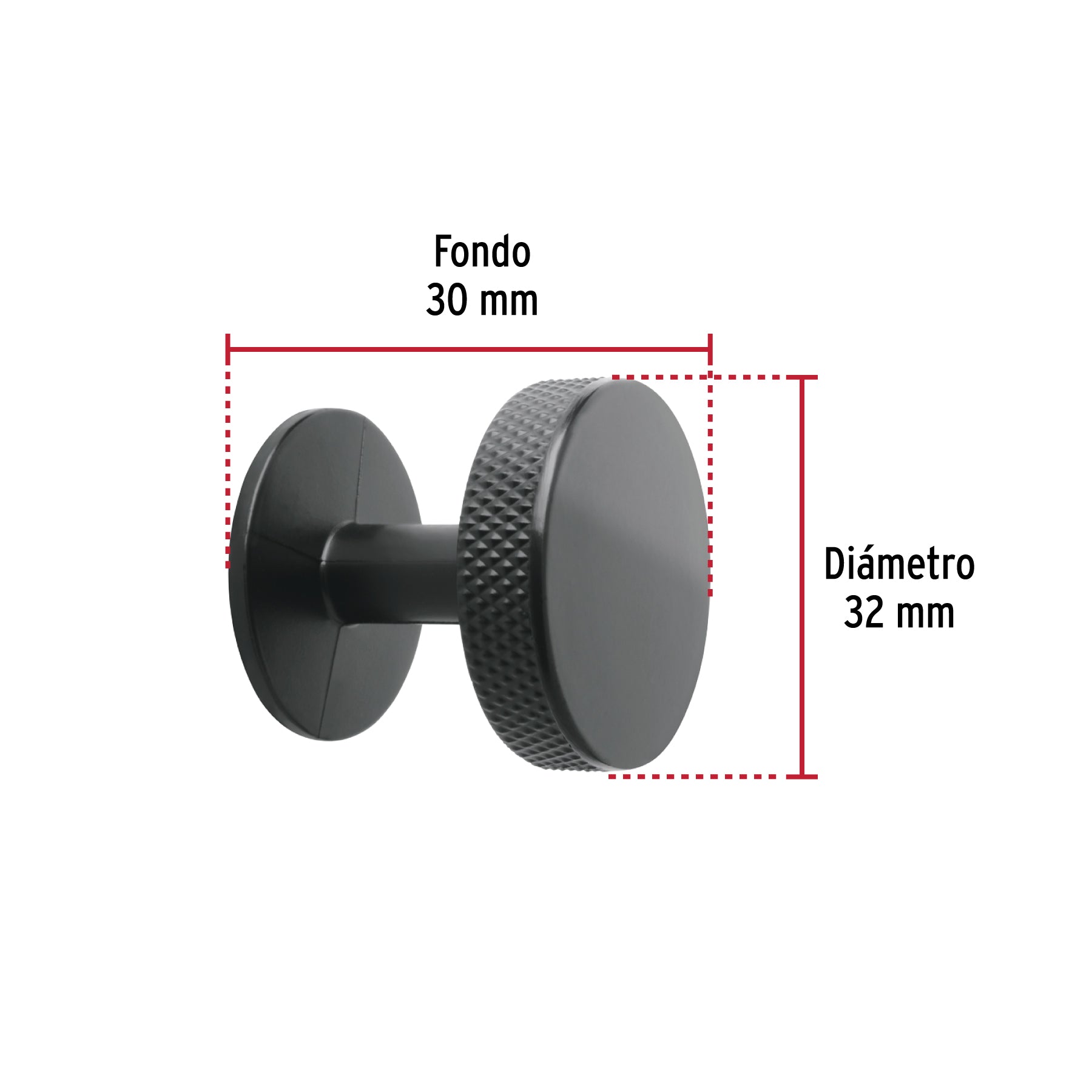 Perilla metálica estilo "Oviedo", negro, HERMEX