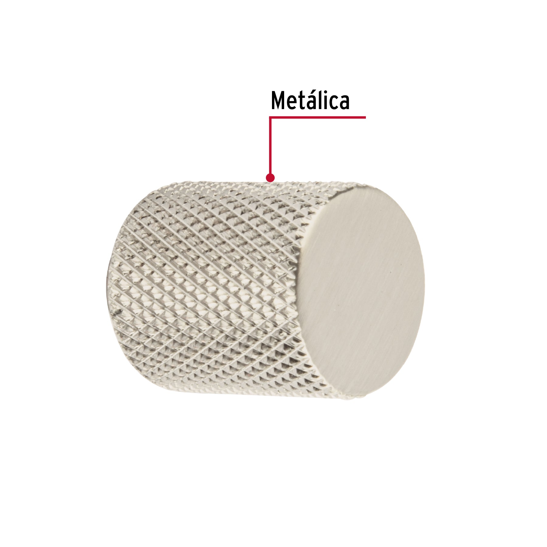 Perilla metálica estilo "Cádiz", níquel satinado, HERMEX