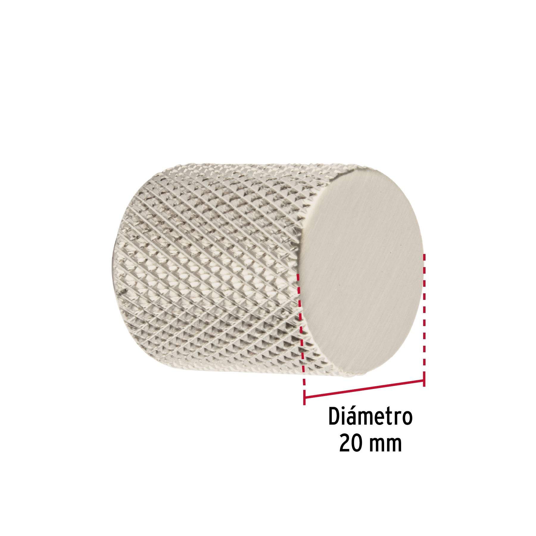 Perilla metálica estilo "Cádiz", níquel satinado, HERMEX