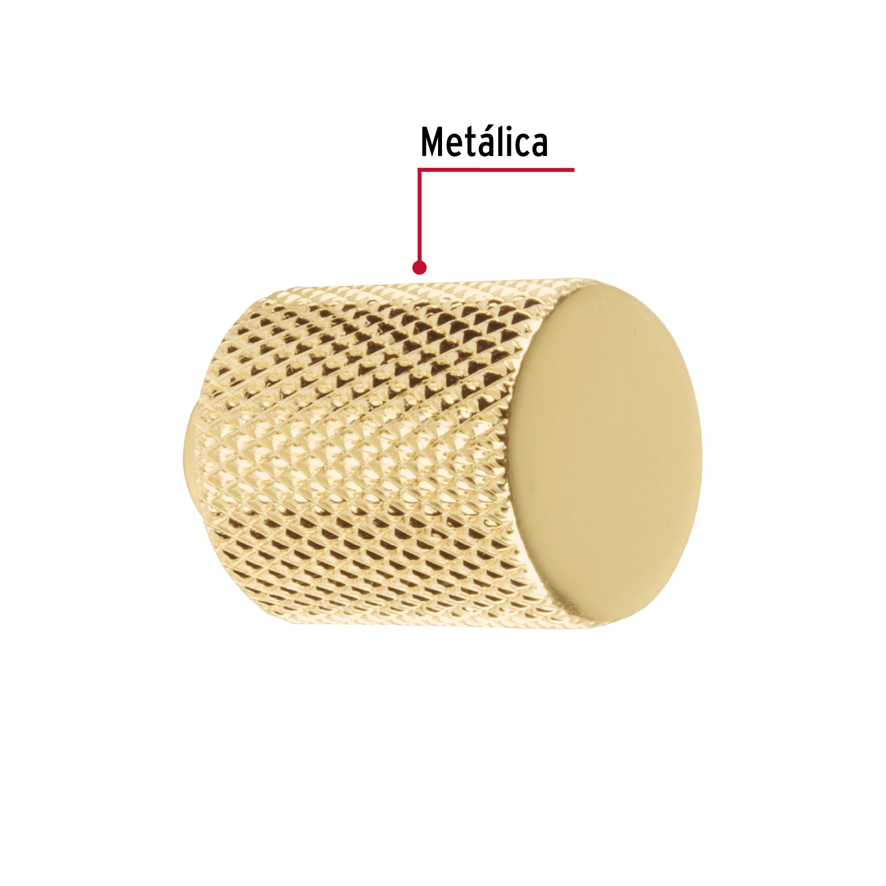 Perilla metálica estilo "Cádiz", latón brillante, HERMEX