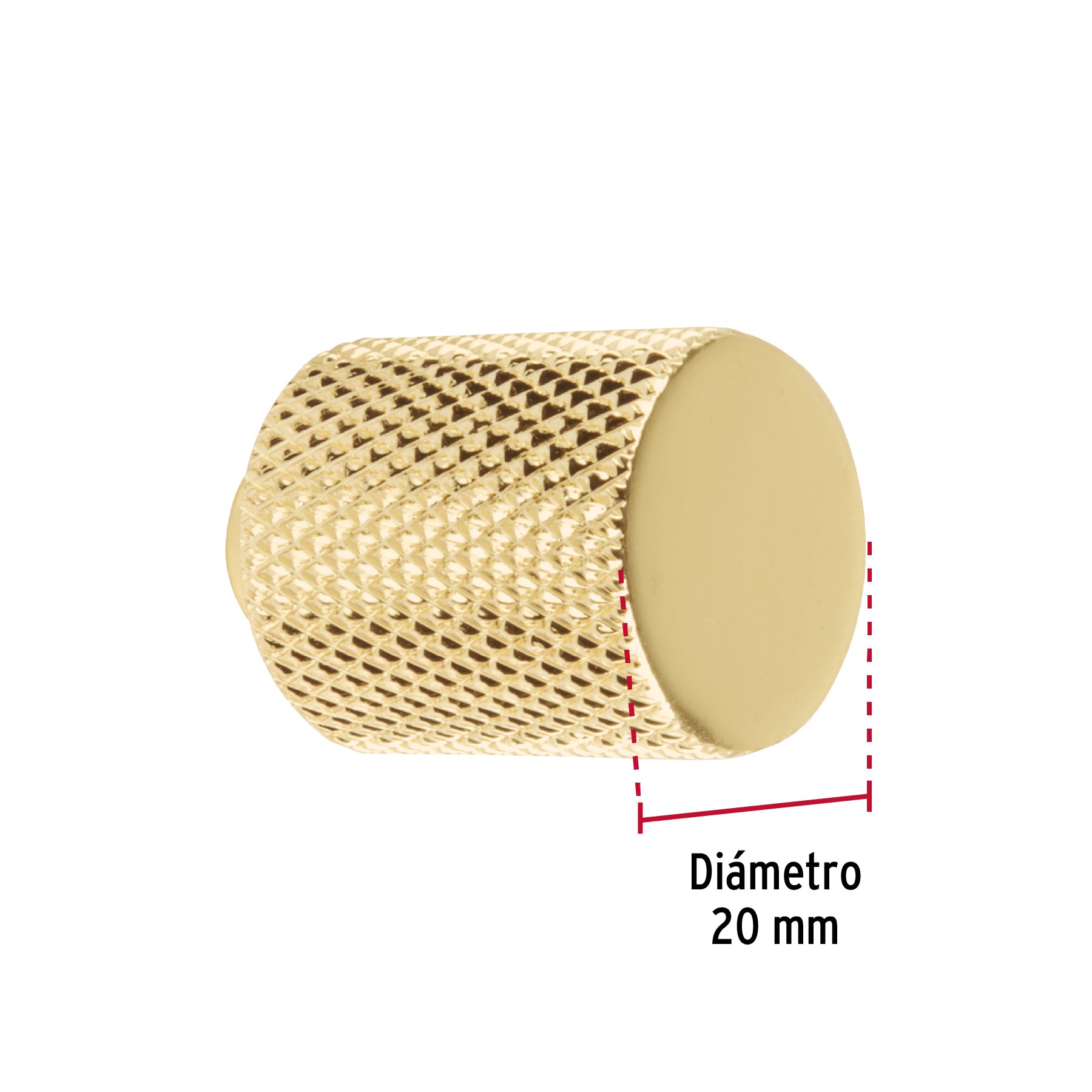 Perilla metálica estilo "Cádiz", latón brillante, HERMEX