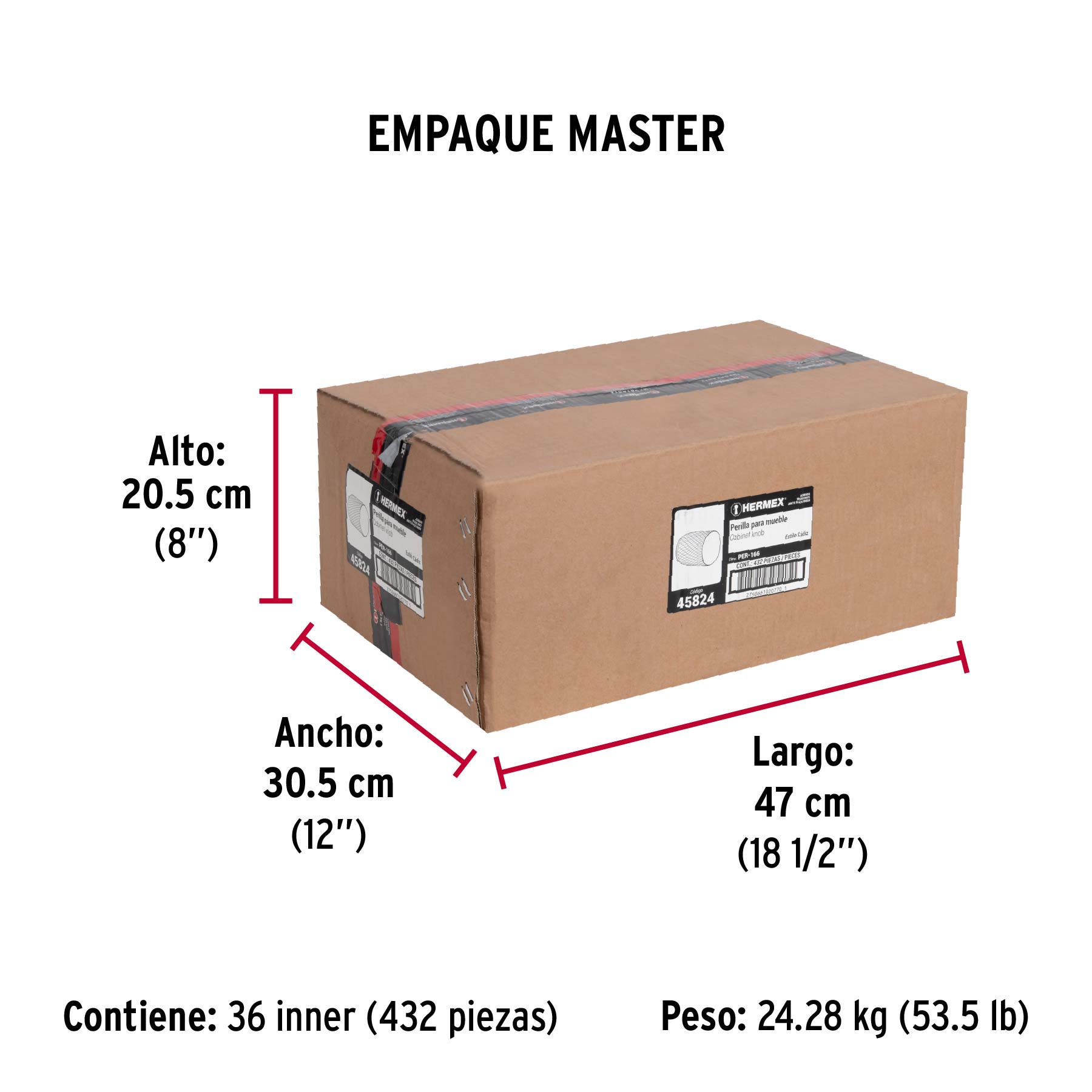 Perilla metálica estilo "Cádiz", negro, HERMEX - Empaque