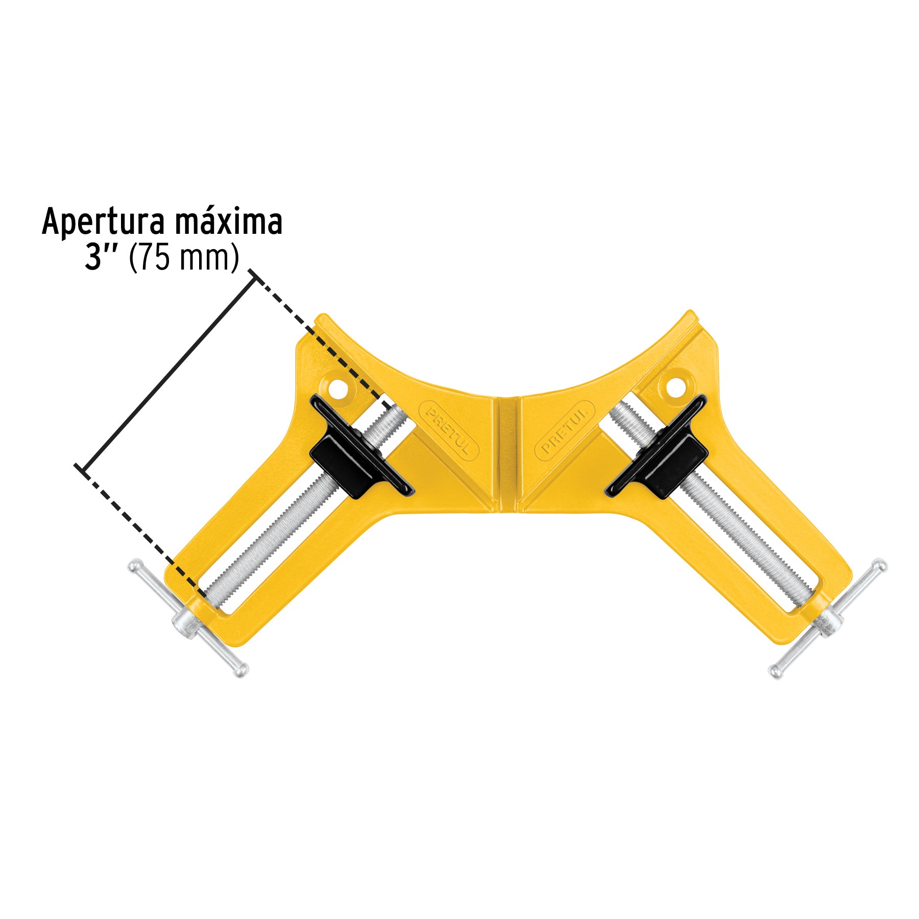 Prensa esquinera de 3", cuerpo aluminio, PRETUL