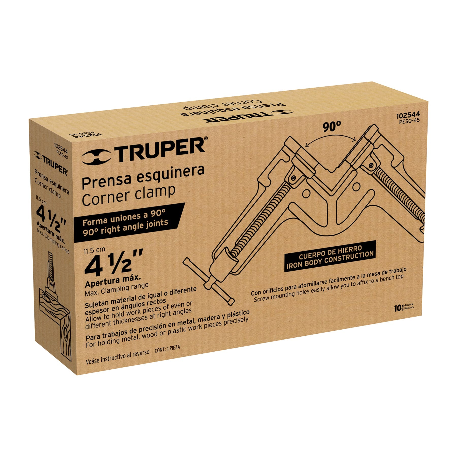 Prensa esquinera profesional 4-1/2", TRUPER
