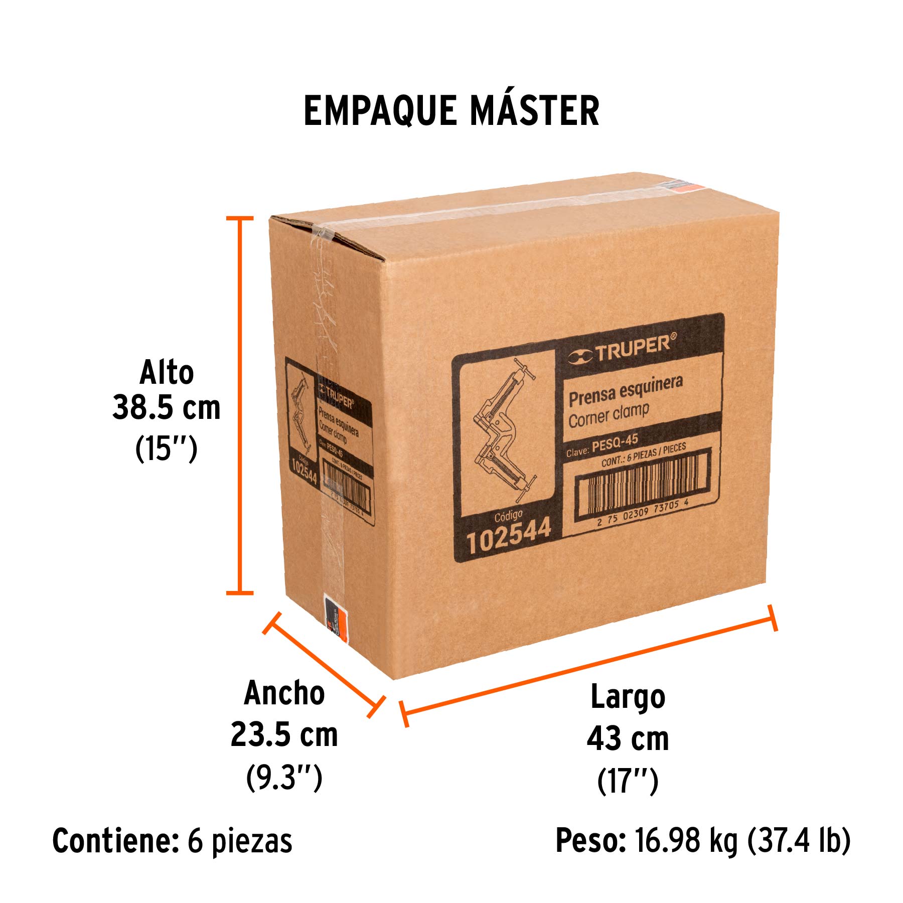 Prensa esquinera profesional 4-1/2", TRUPER - Empaque