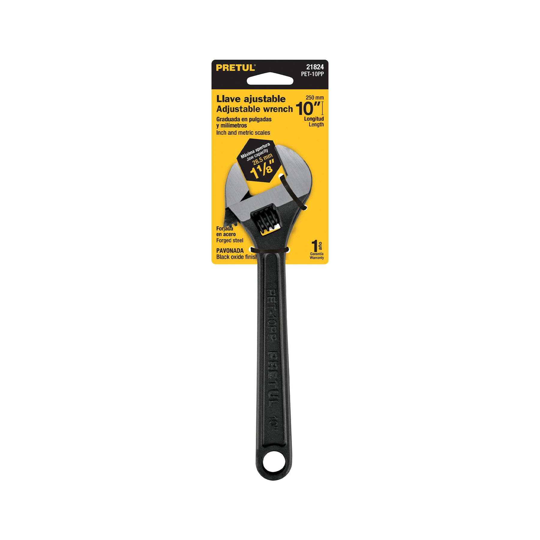 Llave ajustable (perico) 10" pavonada, PRETUL