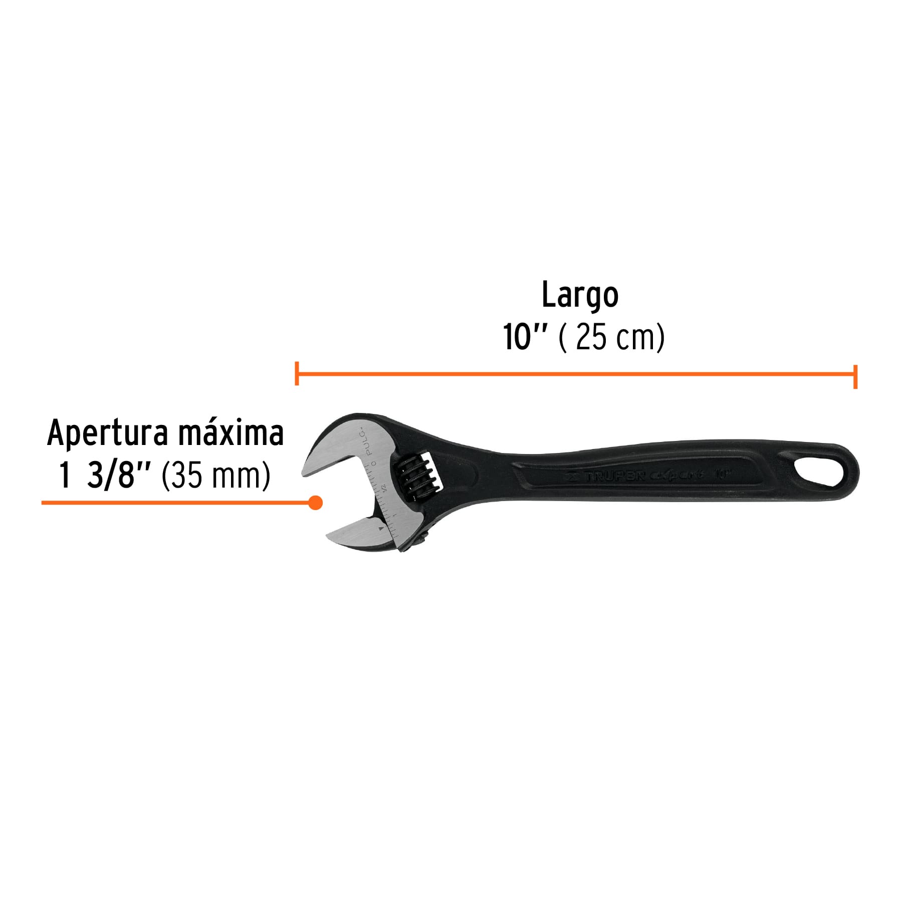 Llave ajustable (perico) 10" profesional pavonada, EXPERT