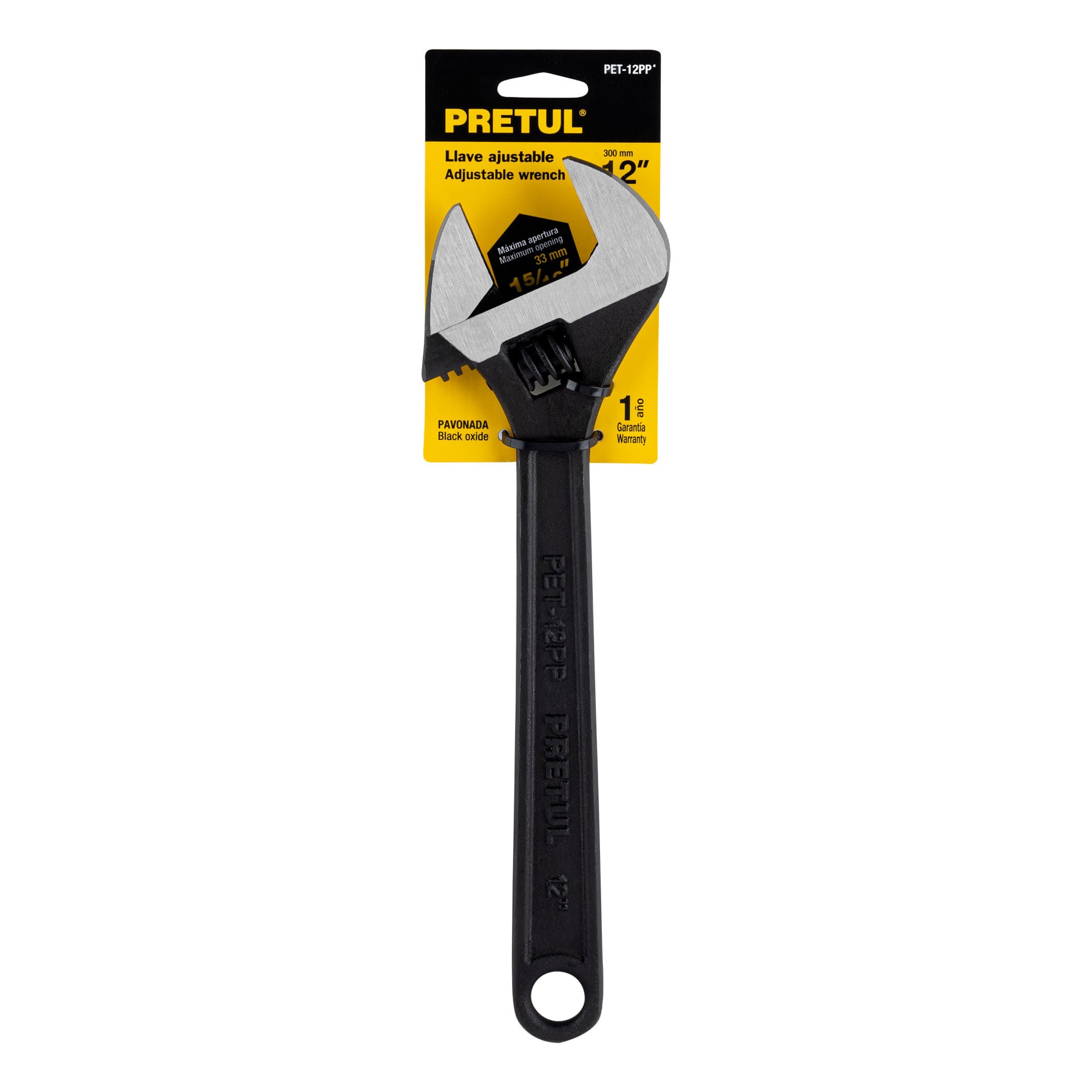 Llave ajustable (perico) 12" pavonada, PRETUL