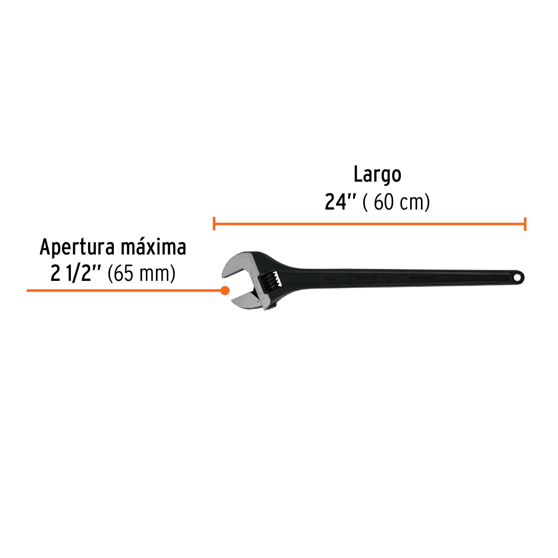 Llave ajustable (perico) 24" profesional pavonada, EXPERT