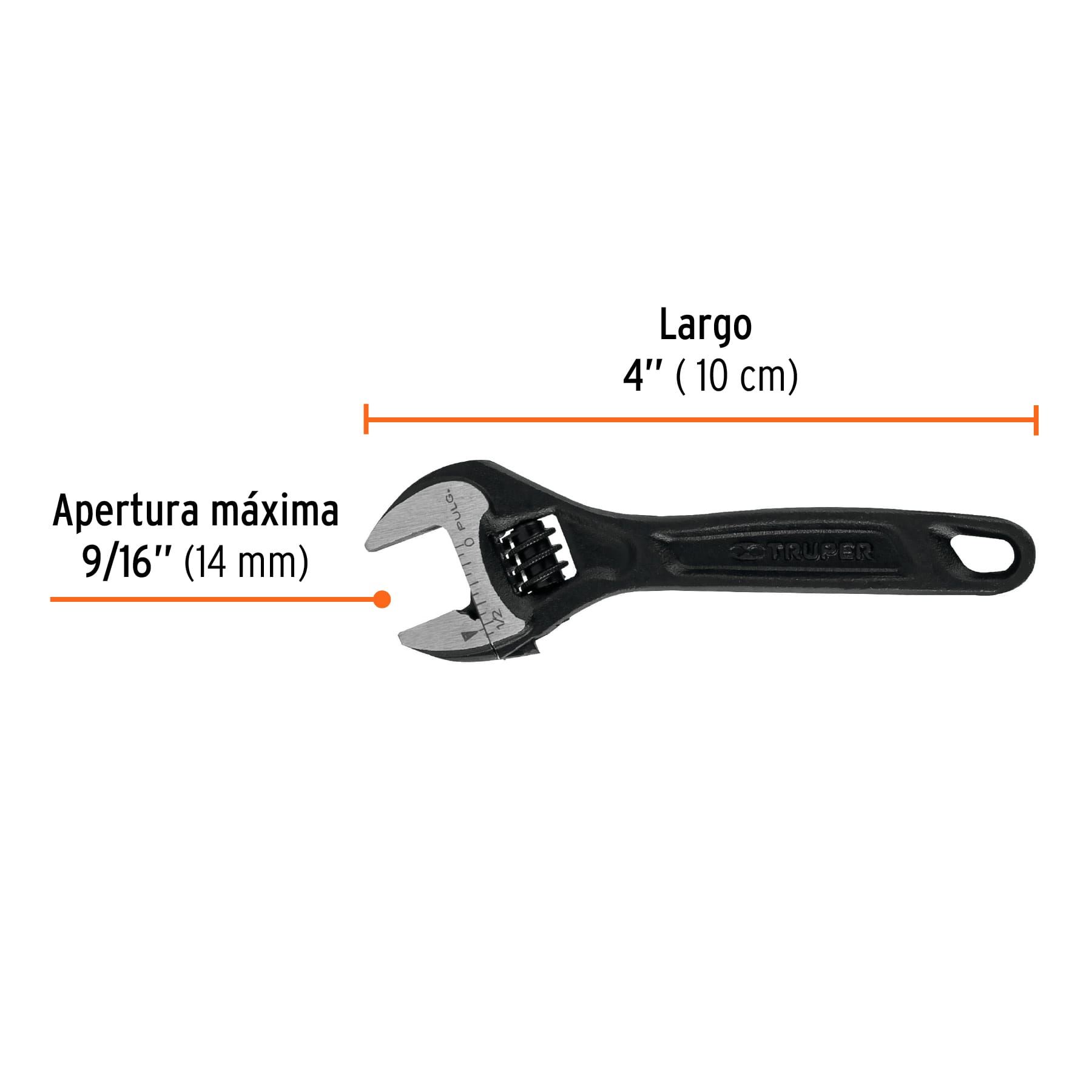 Llave ajustable (perico) 4" profesional pavonada, EXPERT