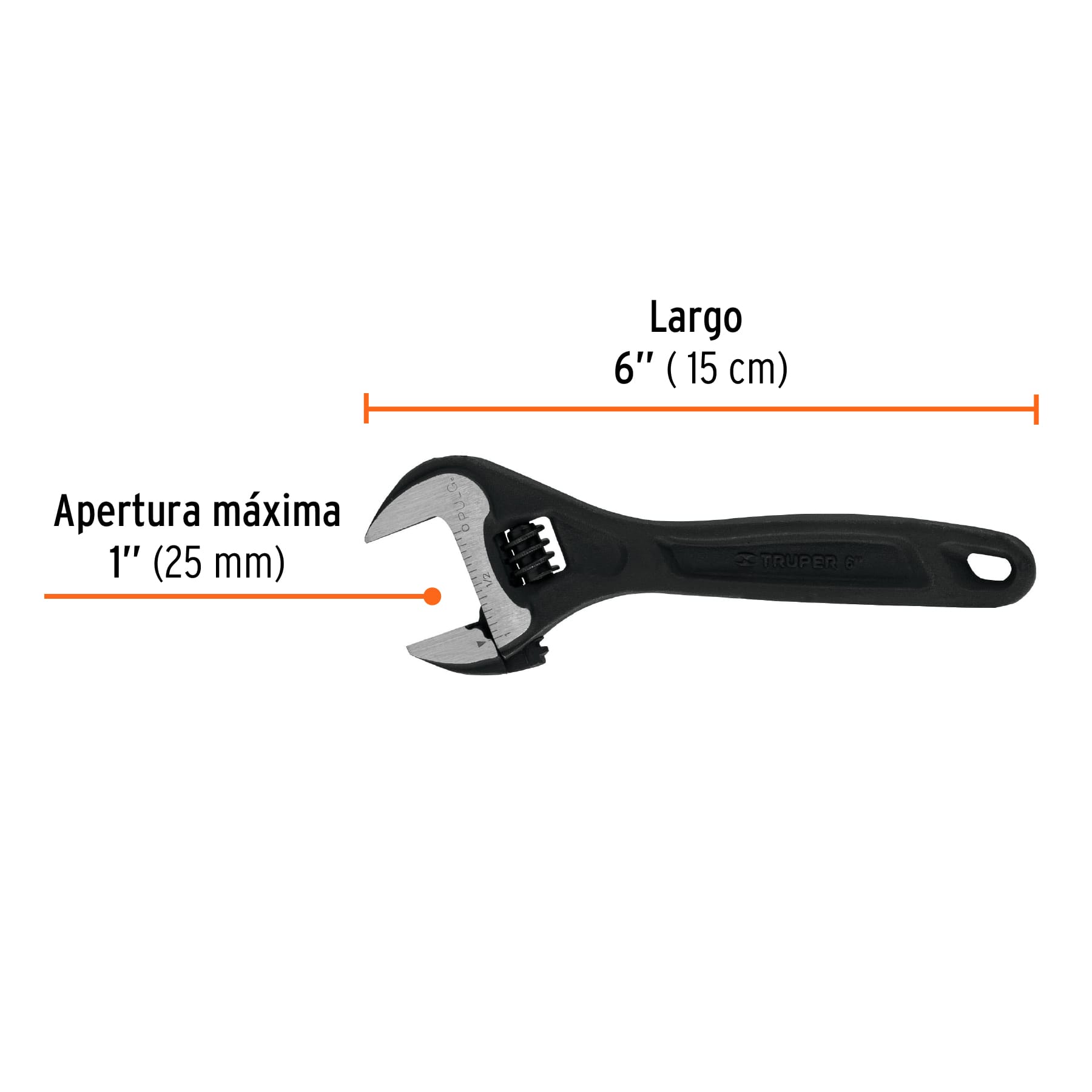 Llave ajustable (perico) 6" profesional pavonada, EXPERT