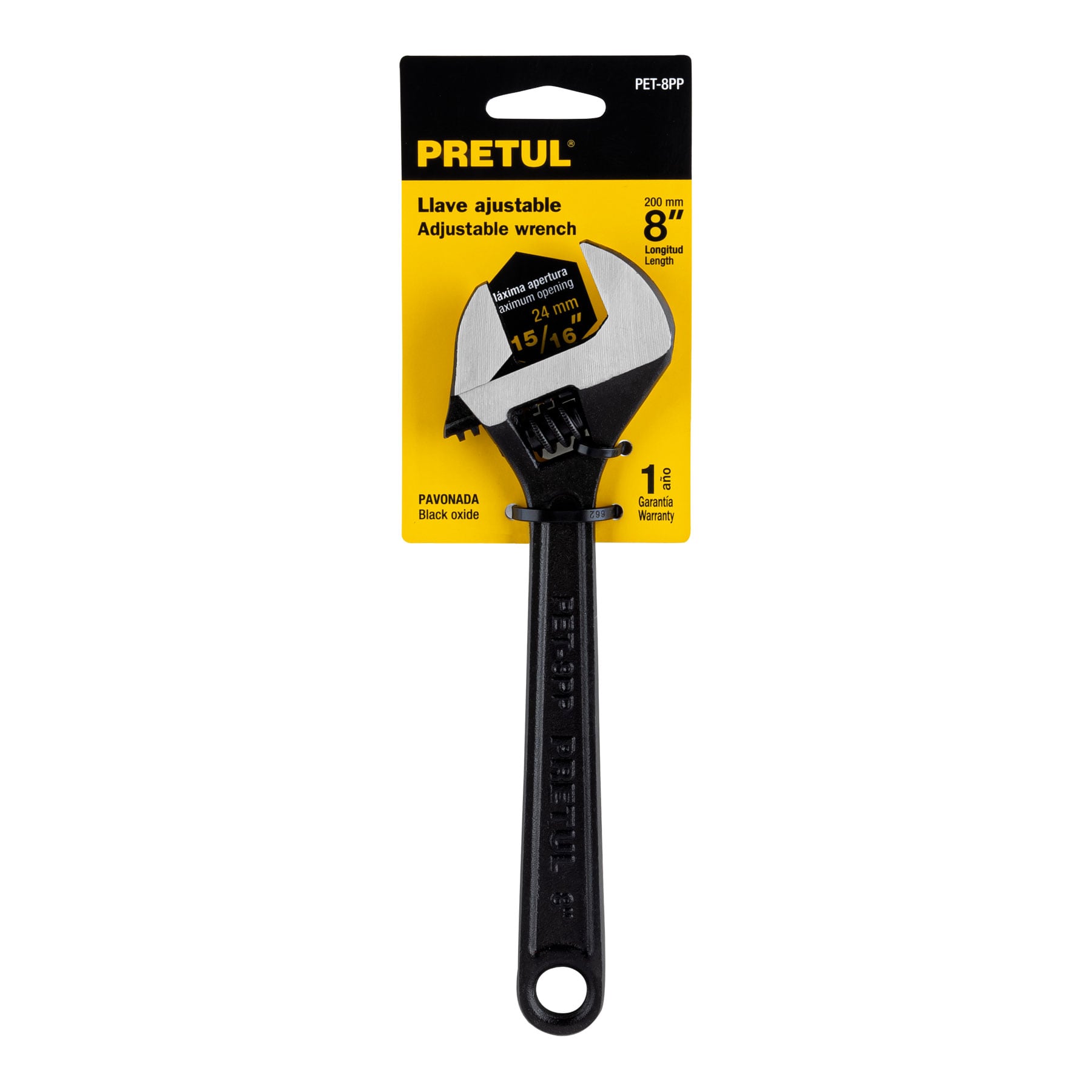 Llave ajustable (perico) 8" pavonada, PRETUL