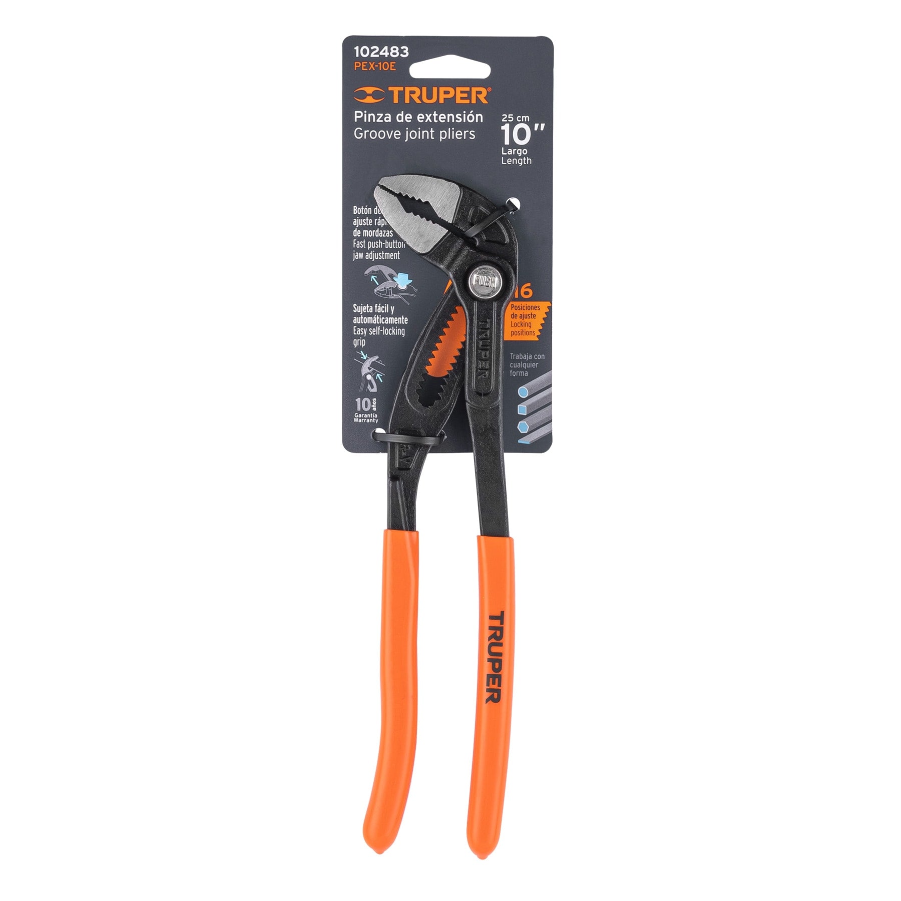 Pinza de extensión 10", mango de PVC, TRUPER