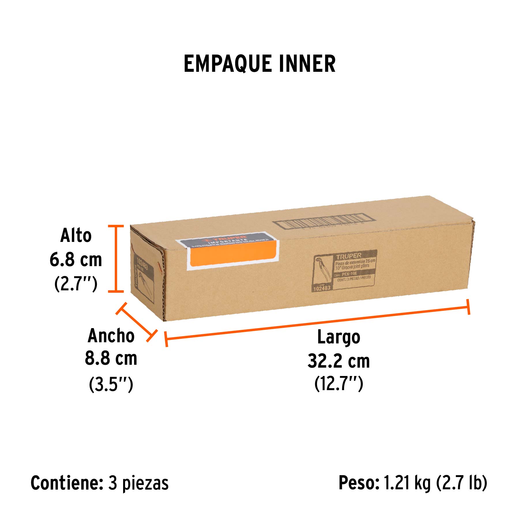 Pinza de extensión 10", mango de PVC, TRUPER - Empaque
