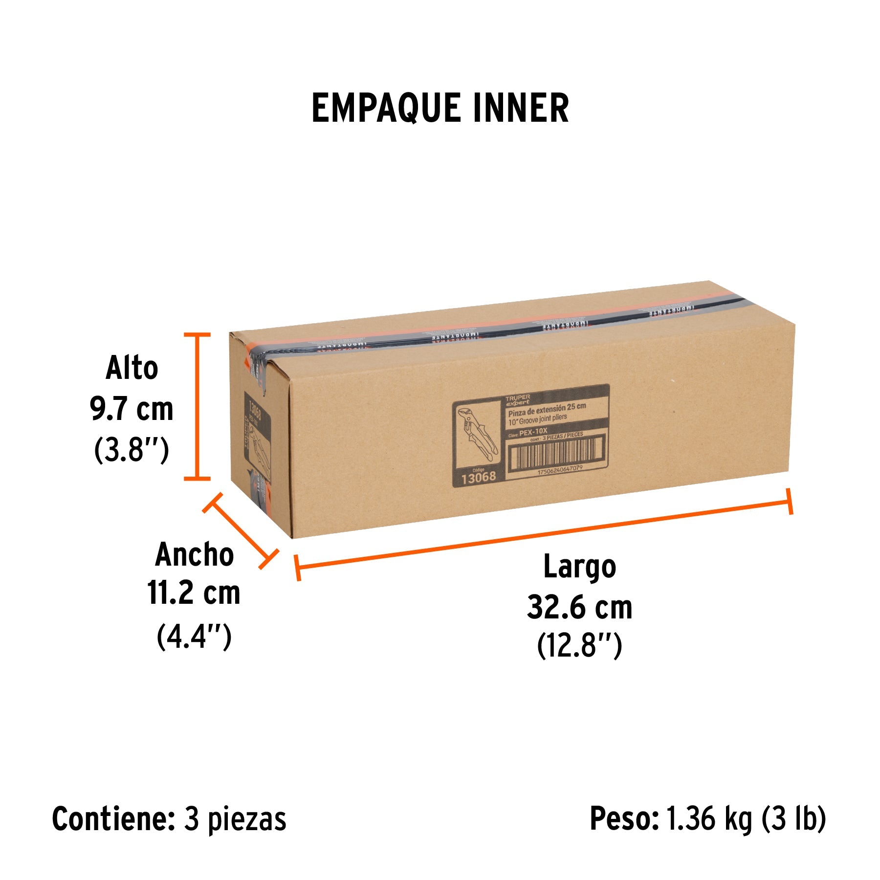 Pinzas de extensión 10" mango Comfort Grip, TRUPER EXPERT - Empaque