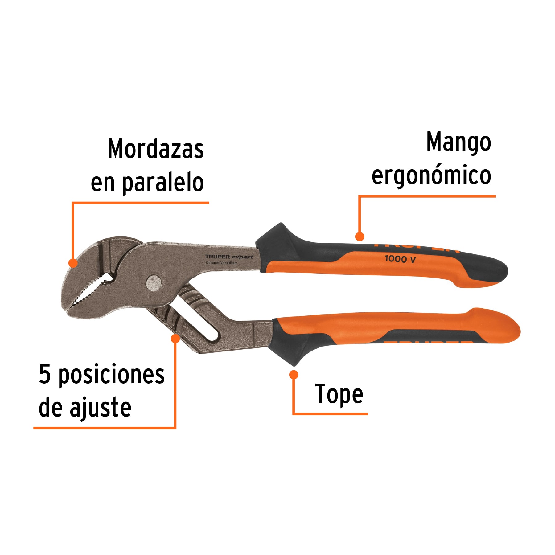 Pinzas de extensión 10" mango Comfort Grip, TRUPER EXPERT