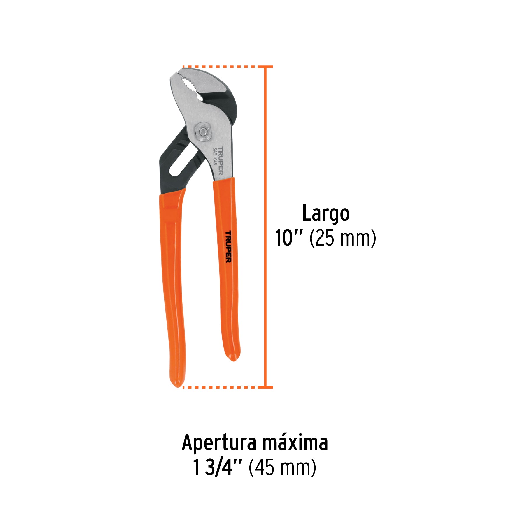 Pinza de extensión 10" mango de PVC, TRUPER