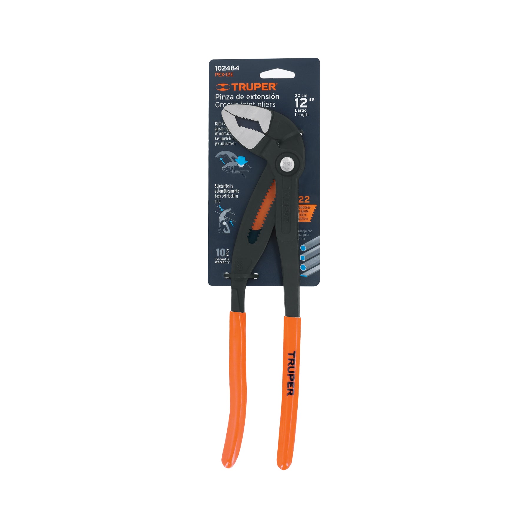 Pinza de extensión 12", mango de PVC, TRUPER