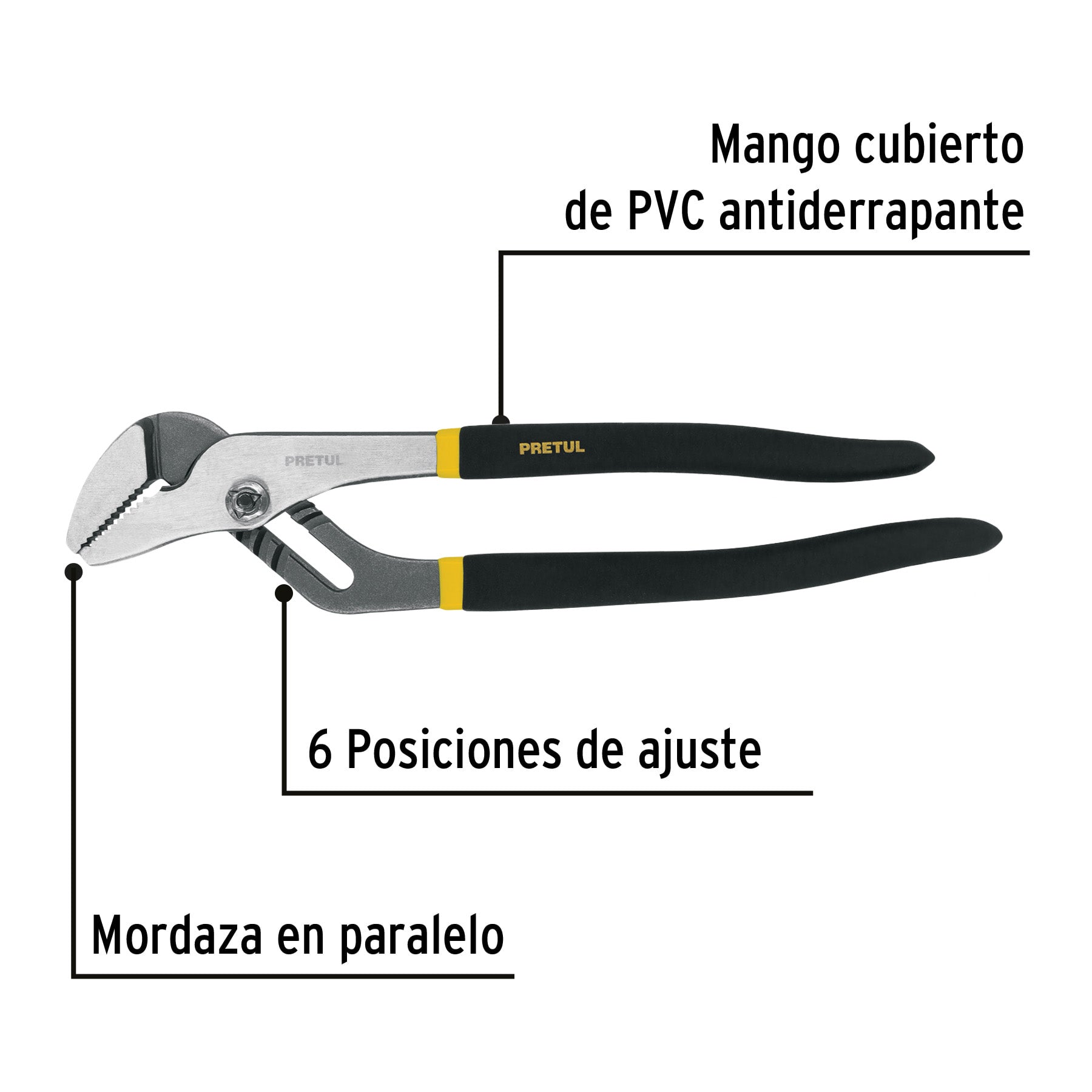 Pinza de extensión 12" mango de PVC, PRETUL