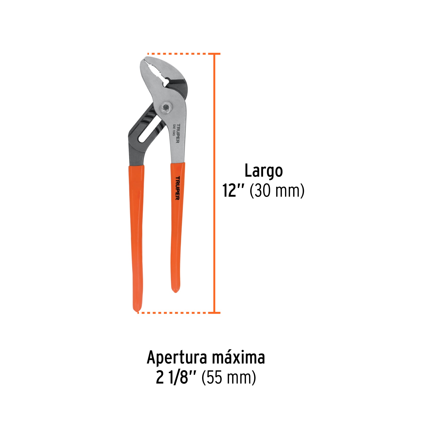 Pinza de extensión 12" mango de PVC, TRUPER