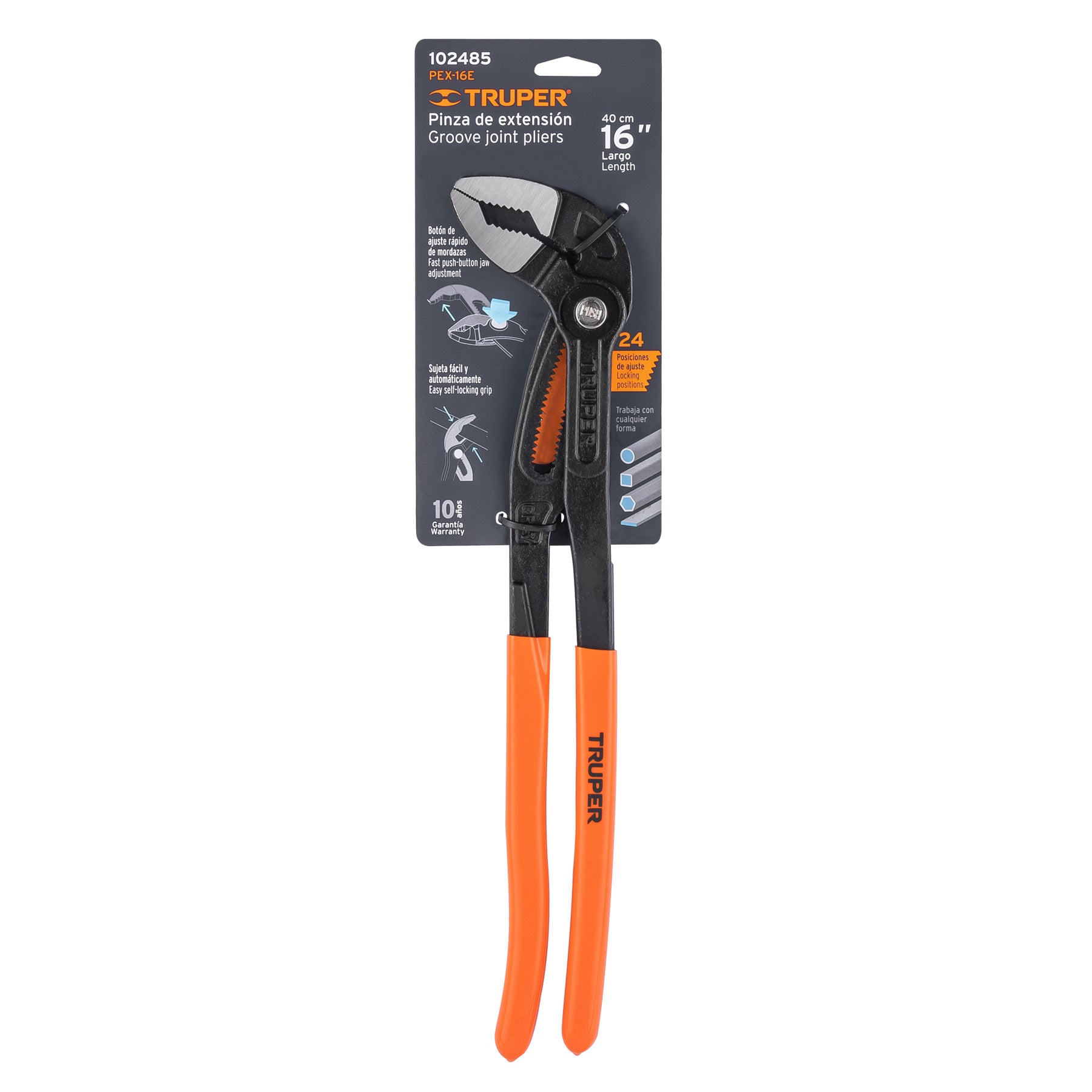 Pinza de extensión 16", mango de PVC, TRUPER