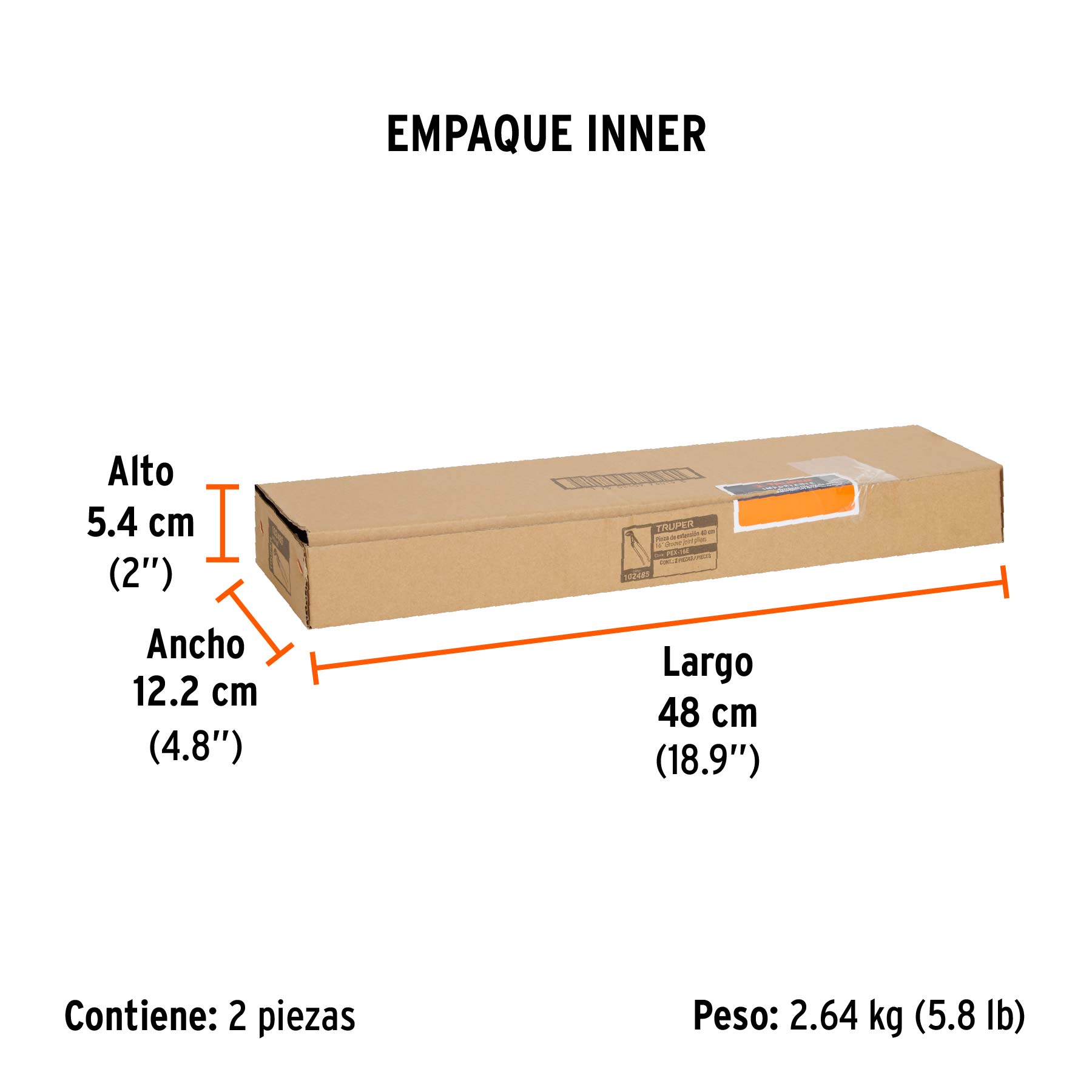 Pinza de extensión 16", mango de PVC, TRUPER - Empaque
