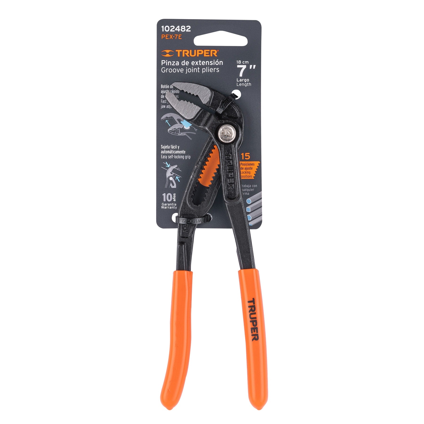 Pinza de extensión 7", mango de PVC, TRUPER