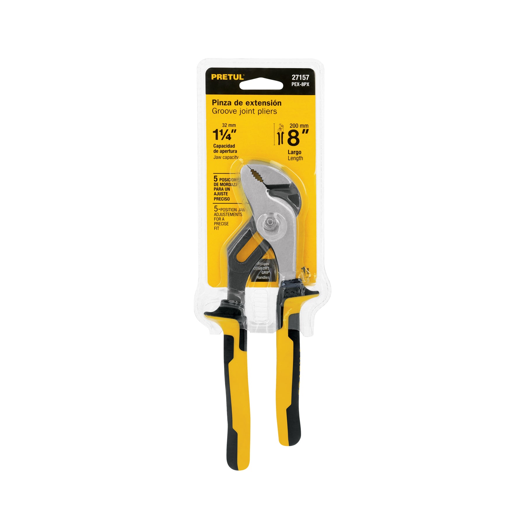 Pinza de extensión 8" mango Comfort Grip, PRETUL